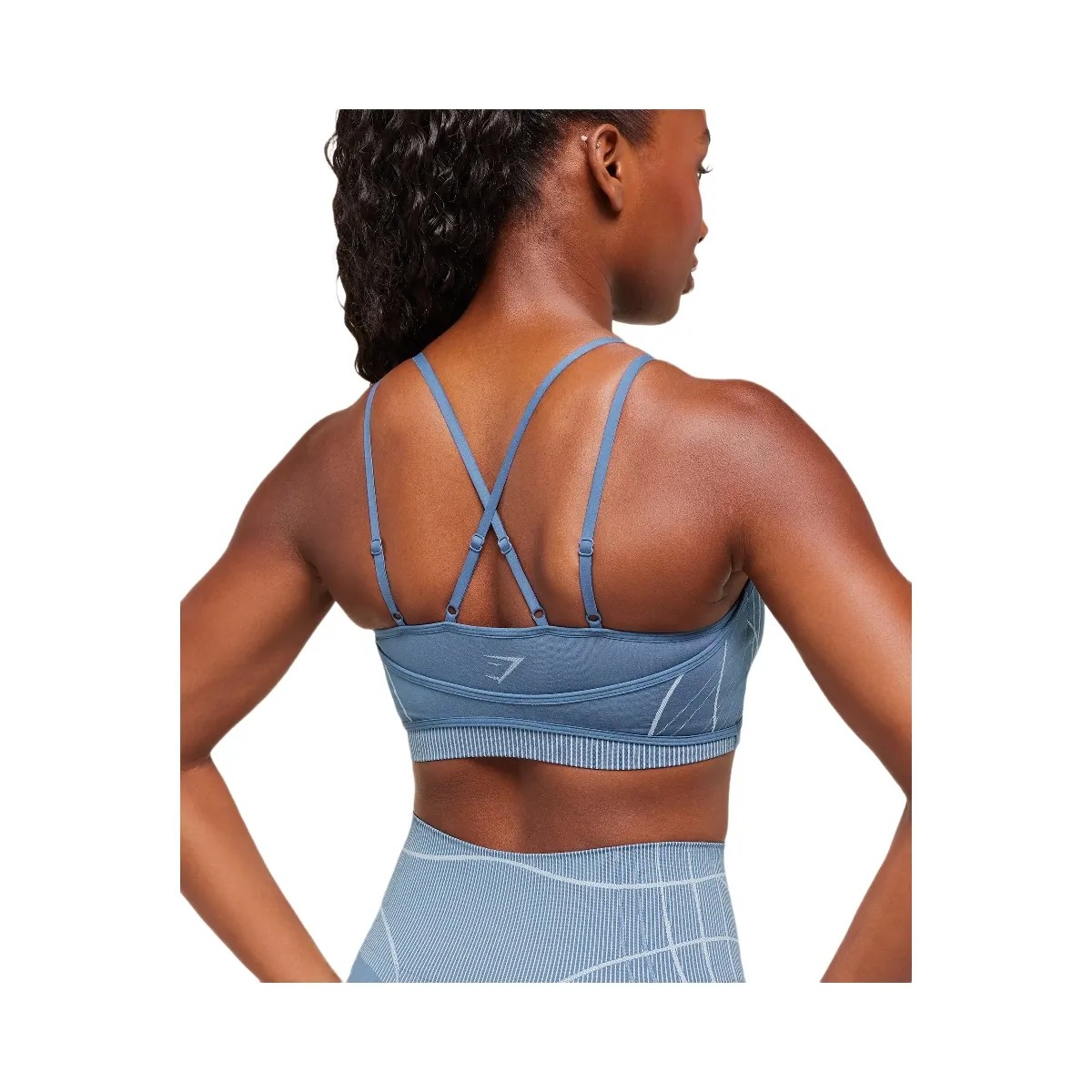 Gymshark Apex Seamless Strappy Sports Bra - Worn Blue/Gentle Blue - HypeFly India View 4