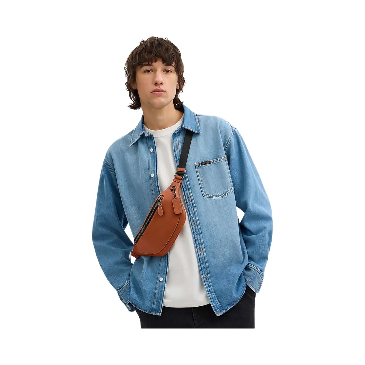 Coach Warren Mini Belt Bag Smooth Leather-Gunmetal-Tan - HypeFly India View 4