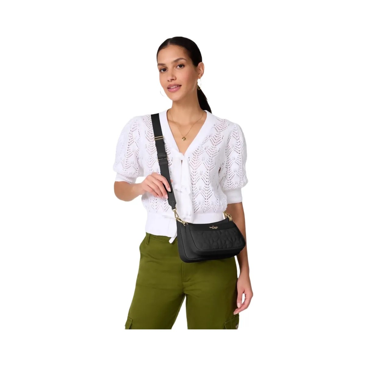 Kate Spade Duet Quilted Fabric Small Crossbody Black - HypeFly India View 2