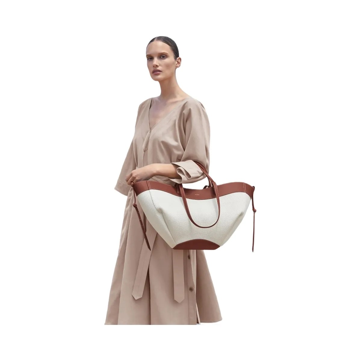 Polene Cyme Cognac Canvas - HypeFly India View 3