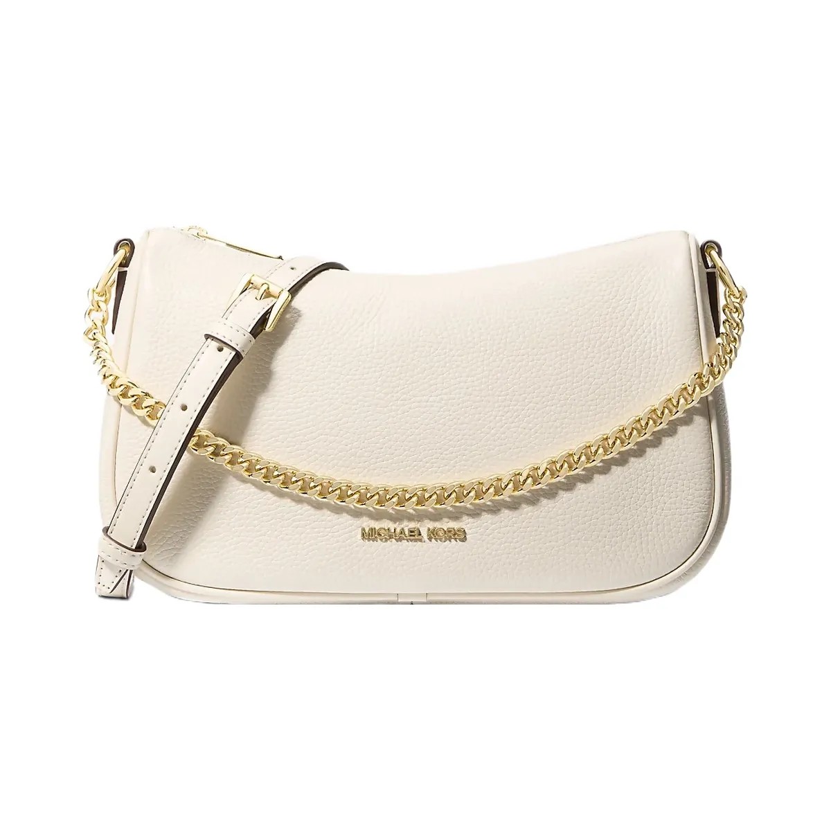 Michael Kors Carmela Medium Pebbled Leather Convertible Crossbody Bag Lt Cream - HypeFly India View 1