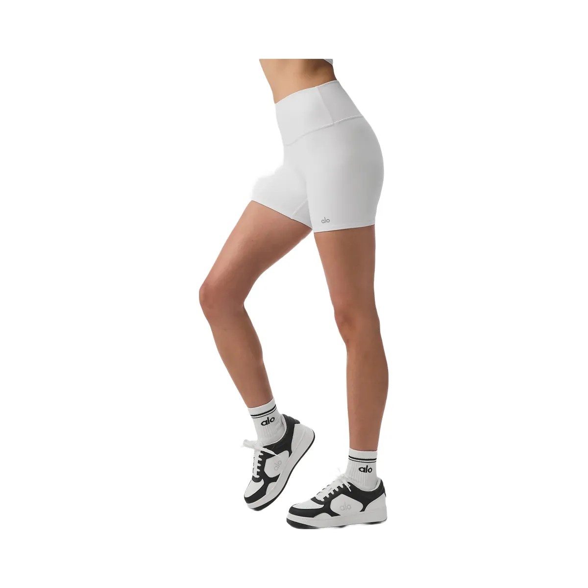Alo Women's 5" Airbrush High-Waist Biker Short - White - HypeFly India View 3