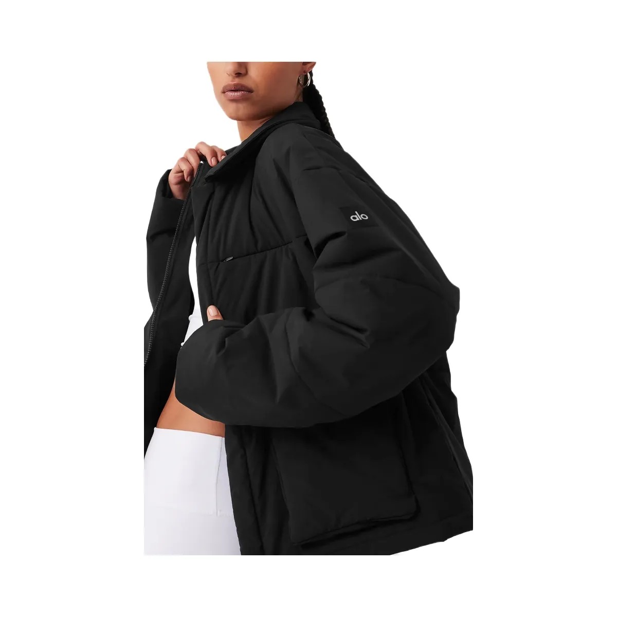 Alo Women's Voyage Utility Cargo Jacket - Black - HypeFly India View 5