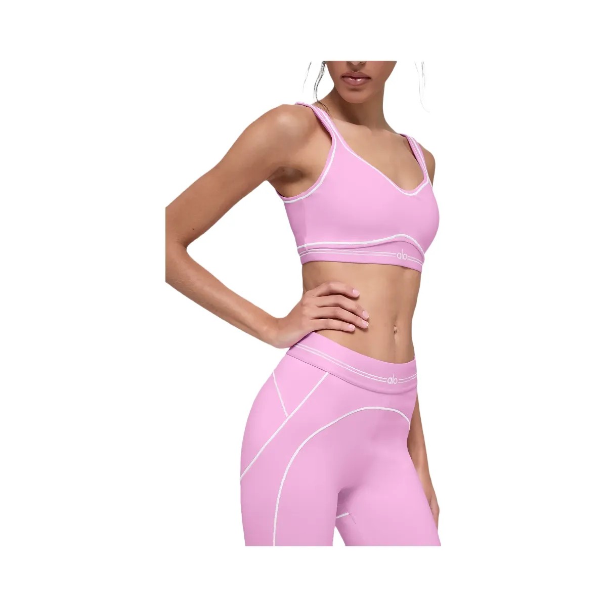 Alo Women's Airbrush High-Waist Heart Throb Legging - Candy Heart Pink/White - HypeFly India View 3