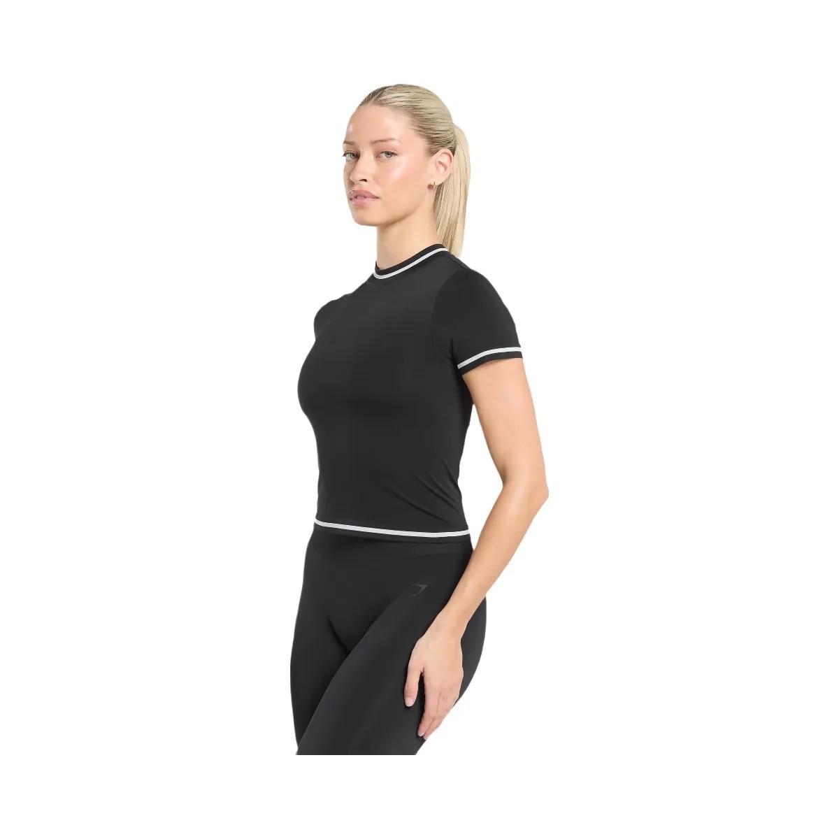 Gymshark Contrast Seamless Midi Tee - Black - HypeFly India View 3