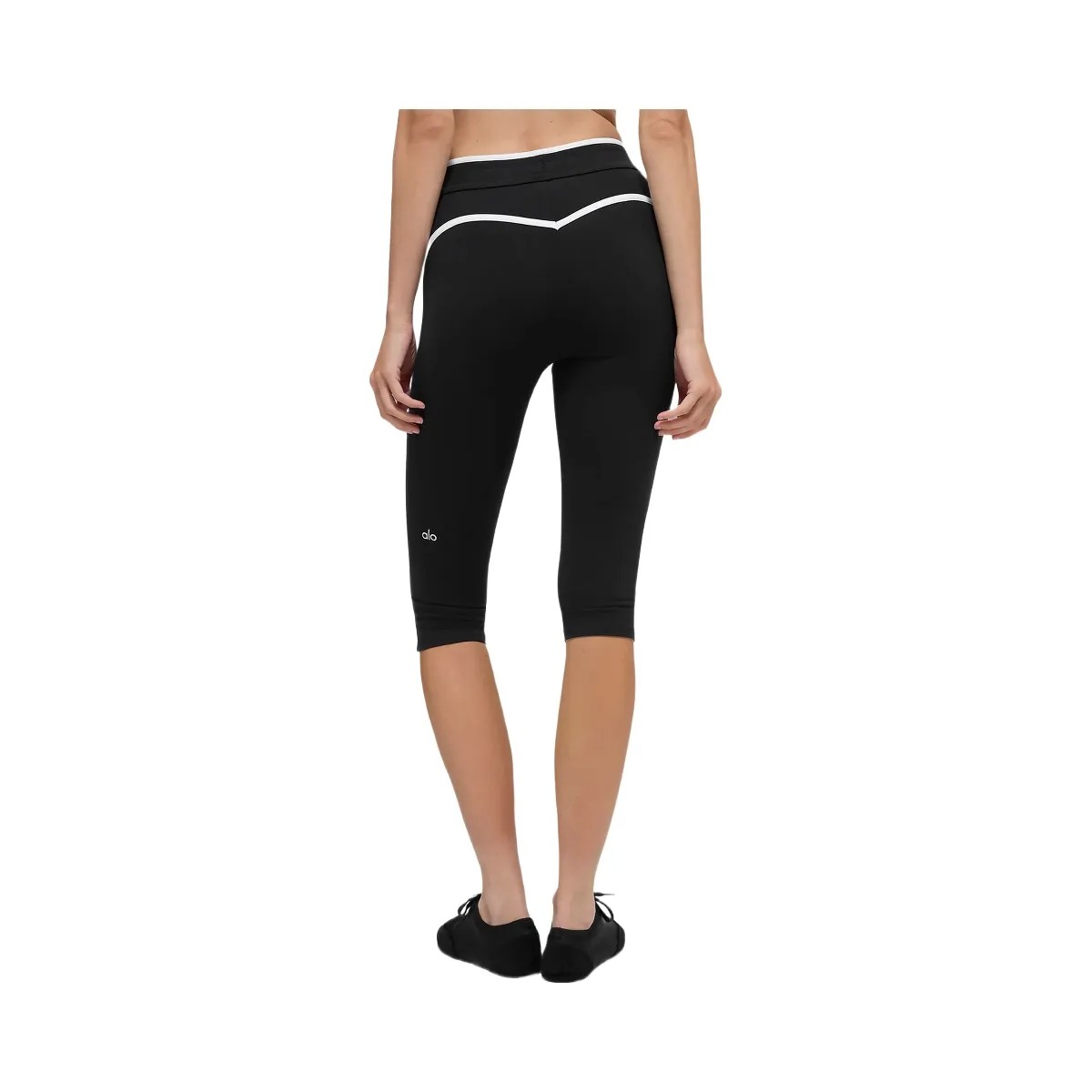 Alo Women's Airbrush High-Waist Race Pace Capri - Black/White - HypeFly India View 3