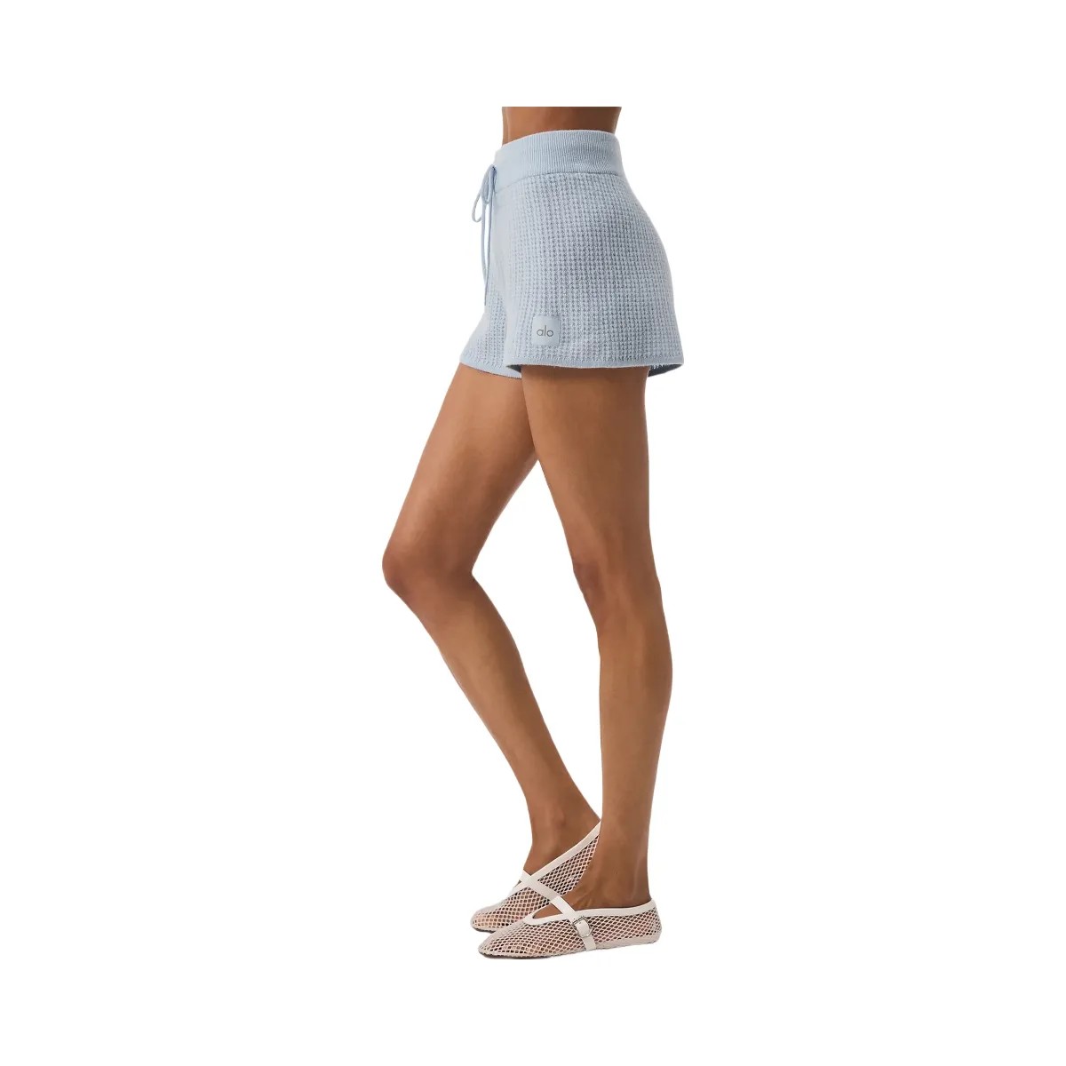 Alo Women's Cashmere High-Waist Plush Waffle Short - Crystal Blue - HypeFly India View 3