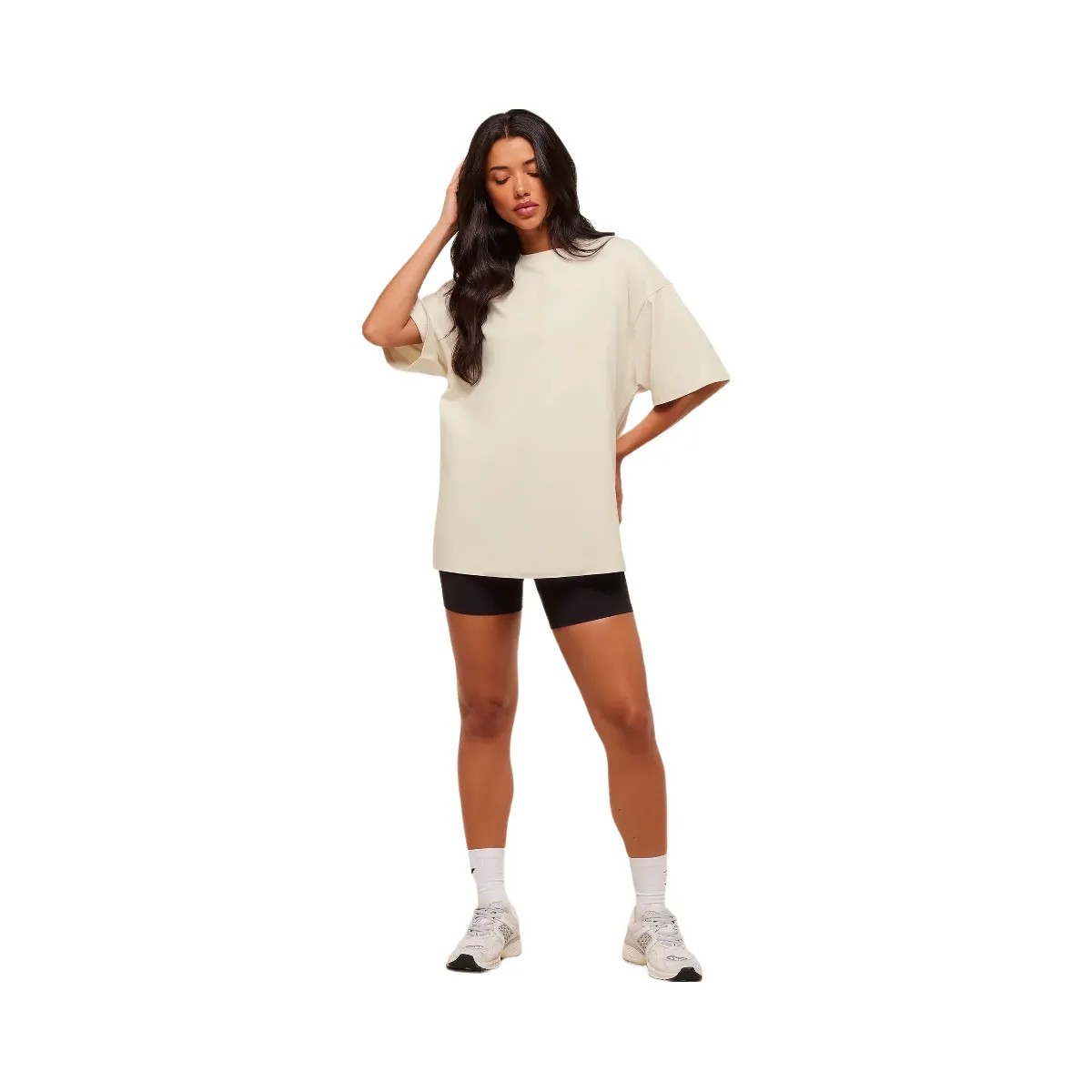 Gymshark Embossed Graphic Oversized T-Shirt - Oat White - HypeFly India View 3