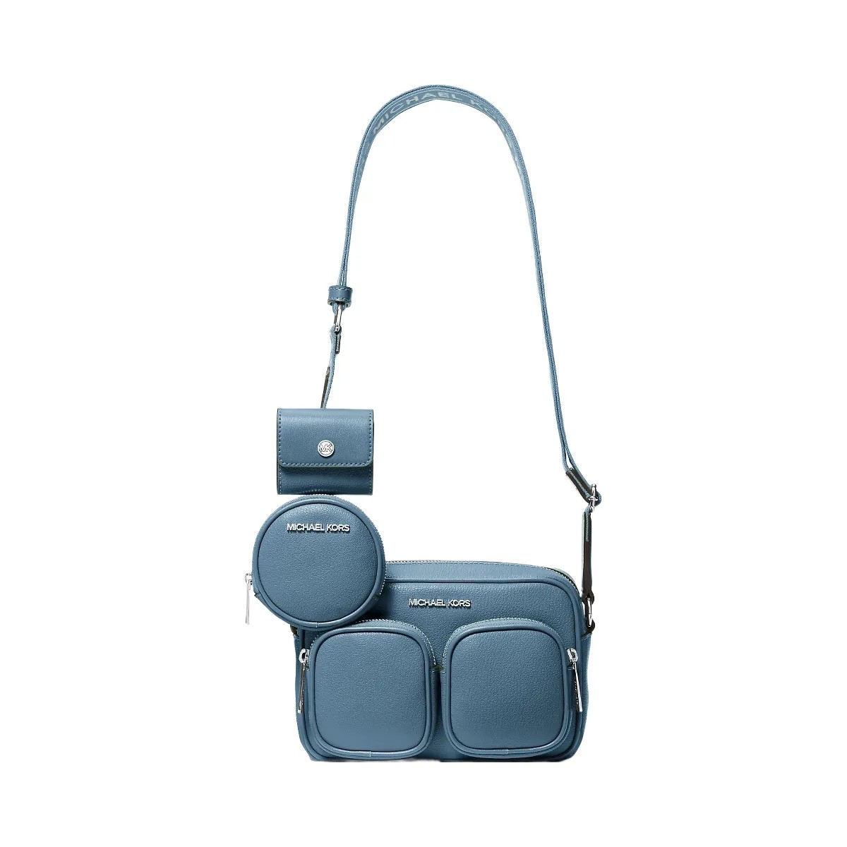 Michael Kors Jet Set Leather Medium Crossbody Bag with Case for Apple Airpods Pro® Cornflower - HypeFly India View 1