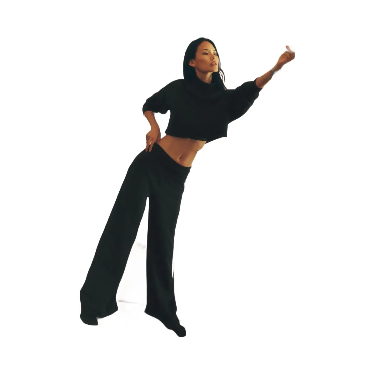 Alo Women's Serenity Wide Leg Sweatpant - Black - HypeFly India View 5