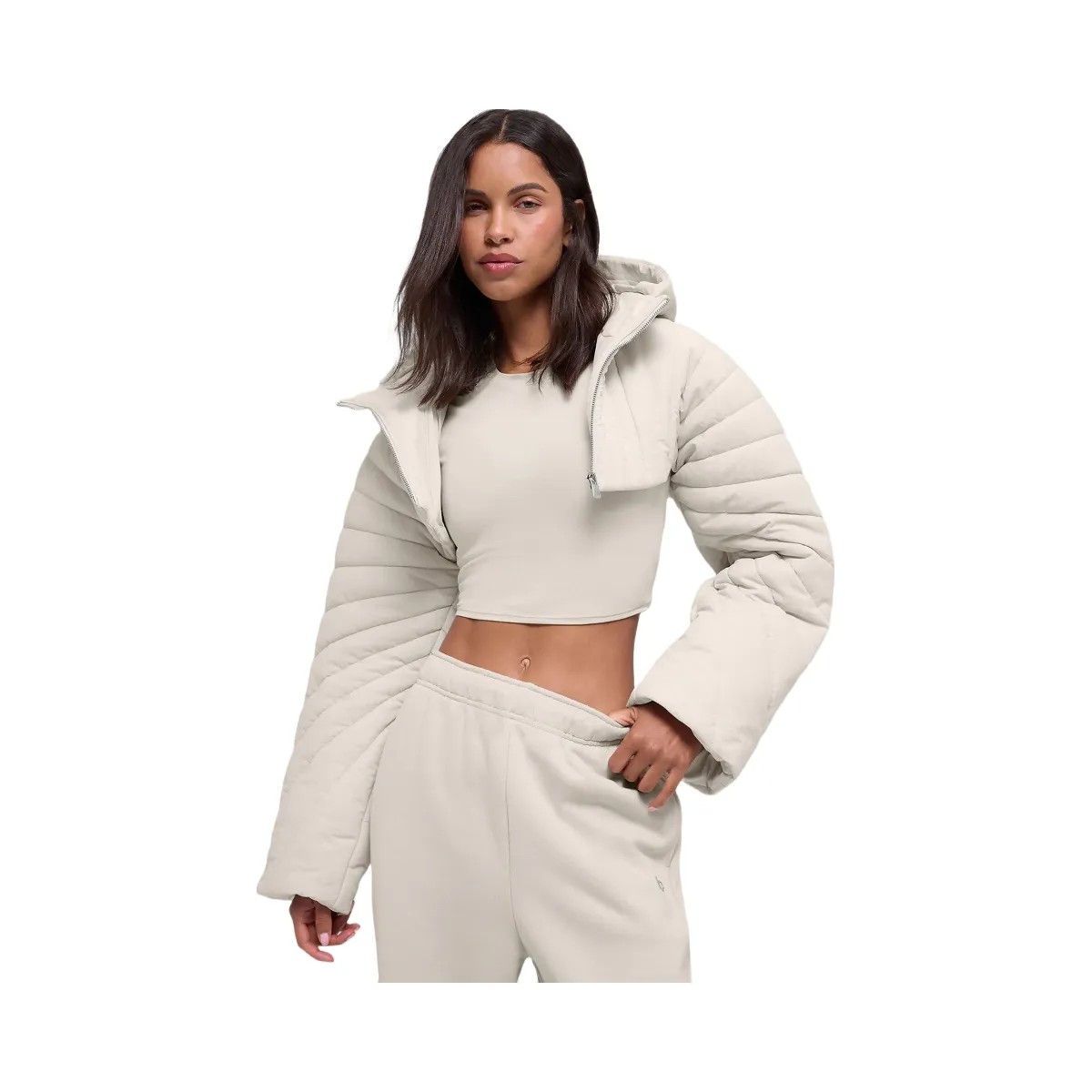 Alo Women's Quilted Starlight Puffer Shrug - Bone - HypeFly India View 4