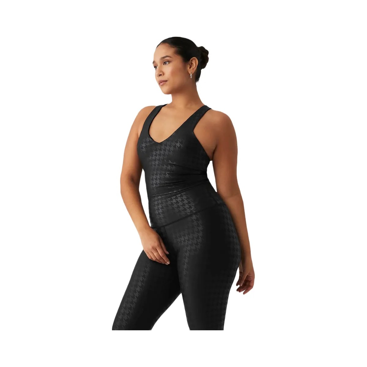 Alo Women's Airlift Glimmer Houndstooth Real Bra Tank - Black - HypeFly India View 1