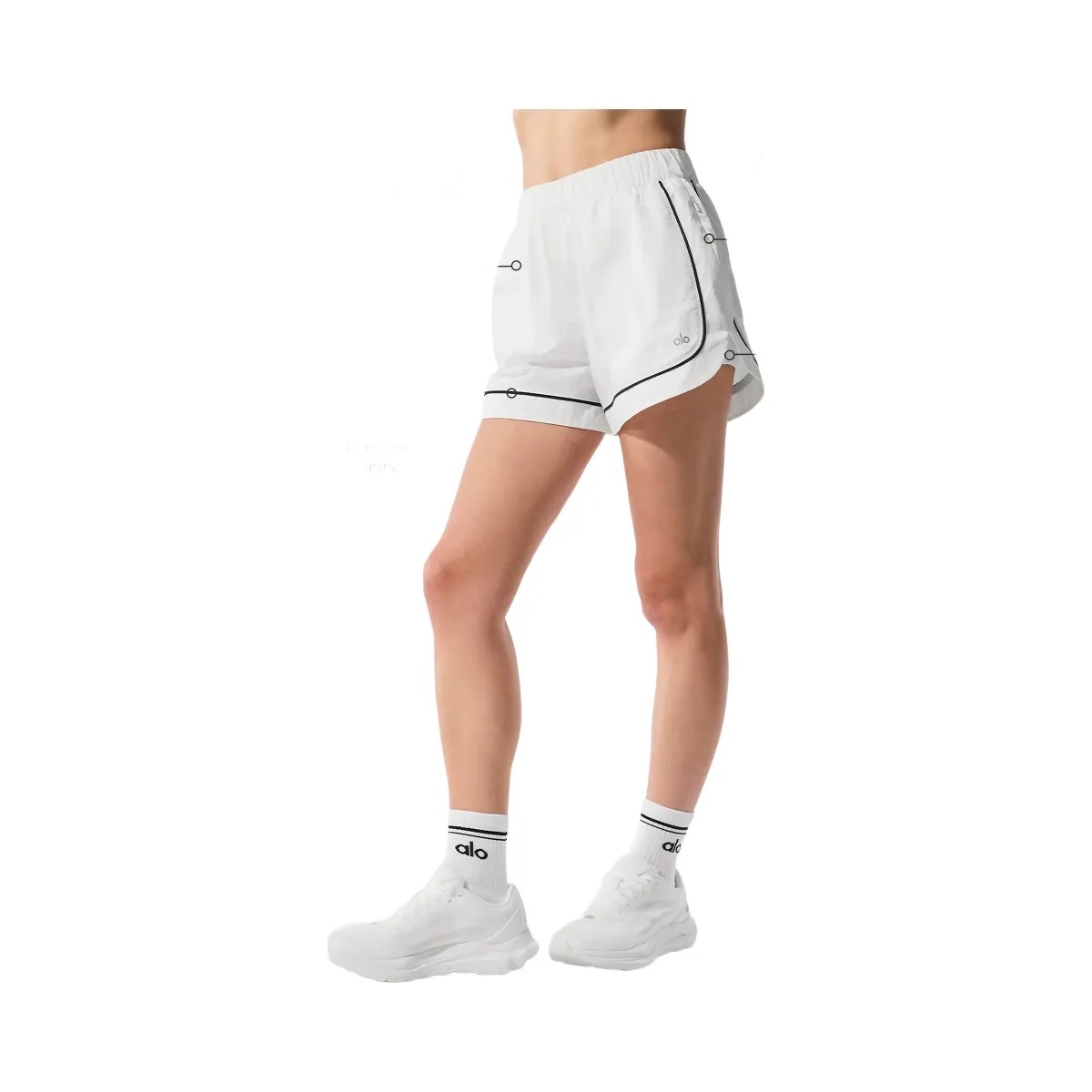 Alo Women's Motivate Track Short - White/Black - HypeFly India View 2