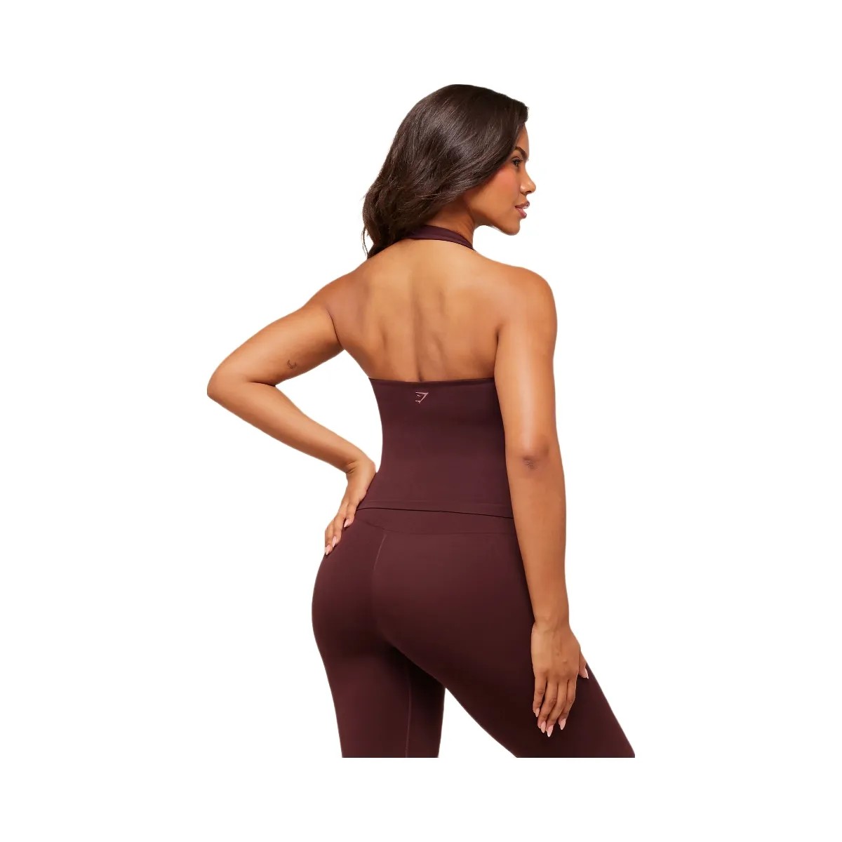 Gymshark Soft Sculpt Halterneck Tank With Shelf - Rich Maroon - HypeFly India View 2