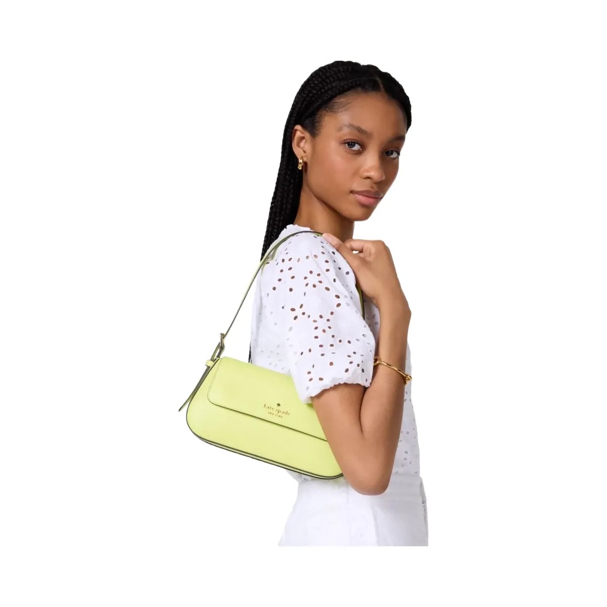 Kate Spade Madison Saffiano Leather Small Flap Shoulder Bag Lime Slushy - HypeFly India View 2