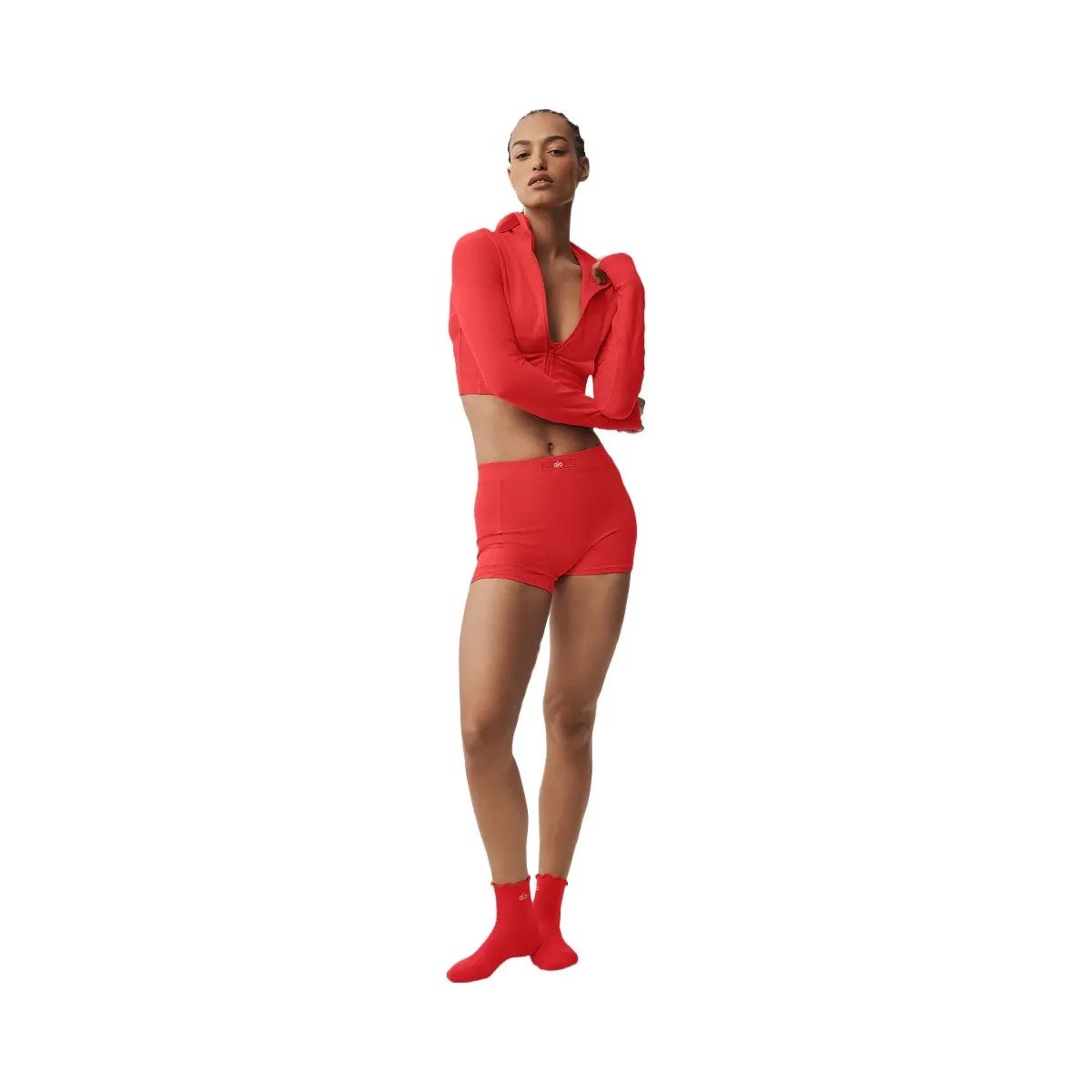Alo Women's soft Sincere Fitted Jacket - Bright Red - HypeFly India View 1