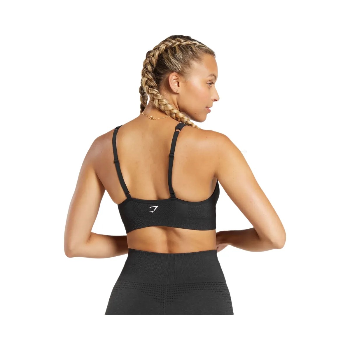 Gymshark Vital V Neck Sports Bra - Black Marl - HypeFly India View 2