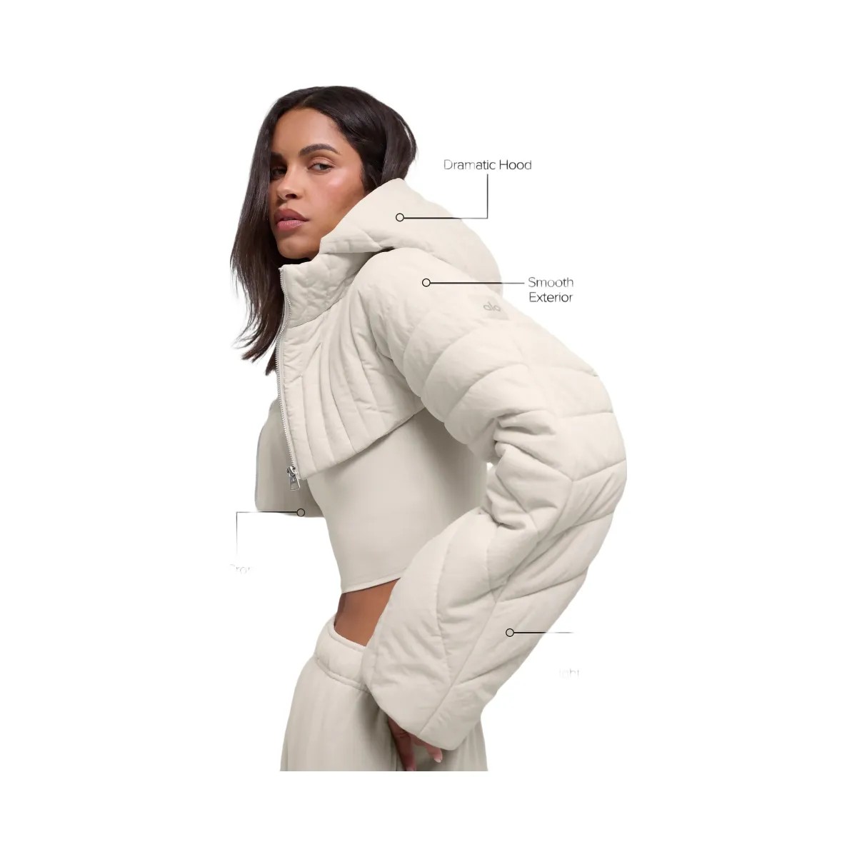 Alo Women's Quilted Starlight Puffer Shrug - Bone - HypeFly India View 2