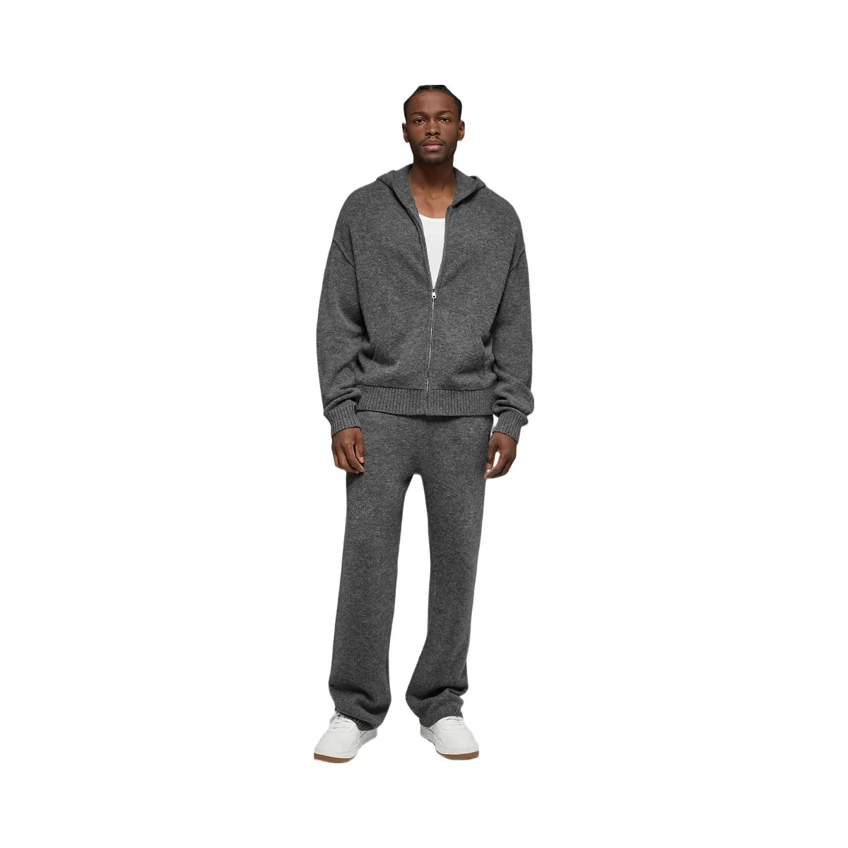 Alo Men's Wool Cashmere New Class Full Zip Hoodie - Platinum Grey - HypeFly India View 3