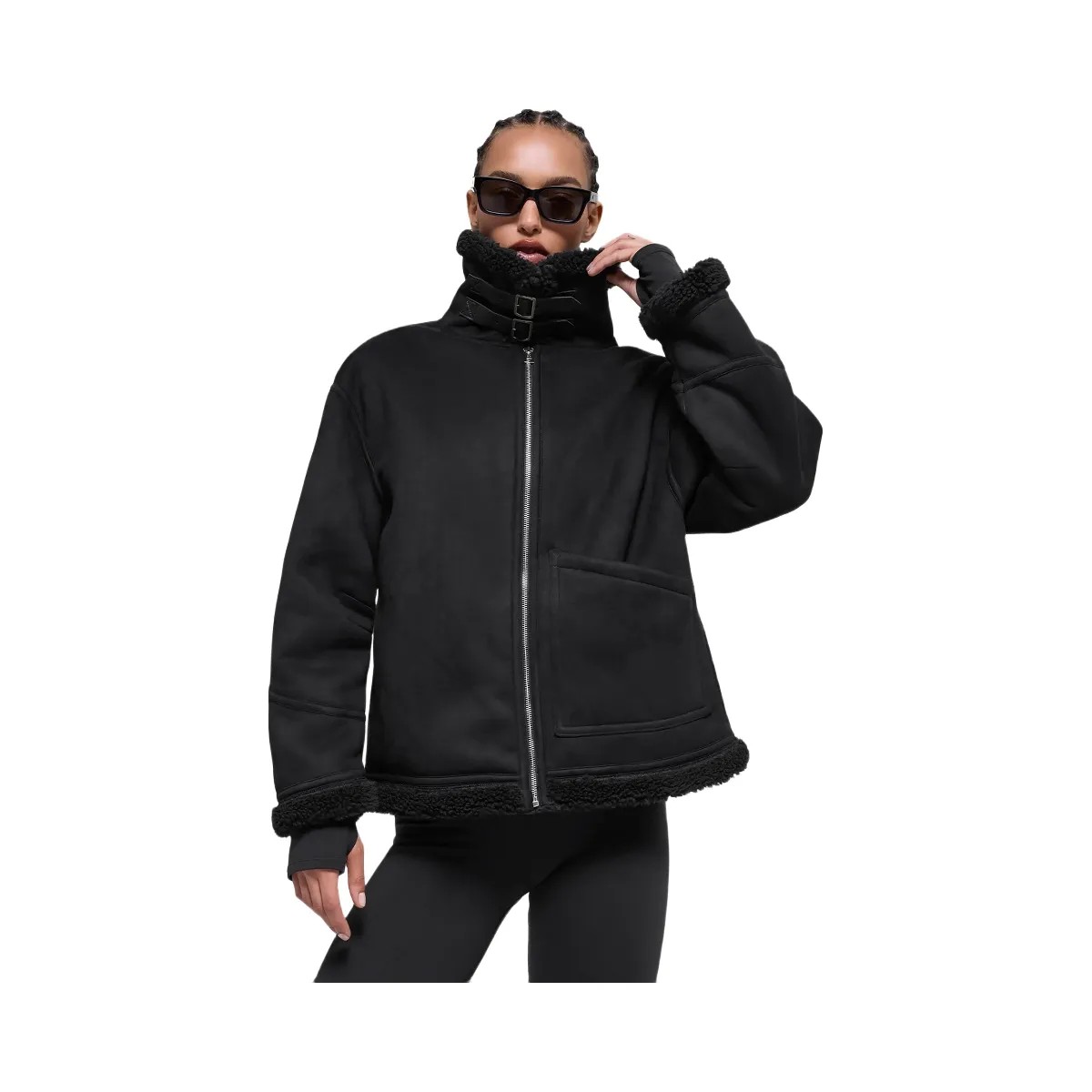 Alo Women's Faux Shearling Grand Jacket - Black - HypeFly India View 2