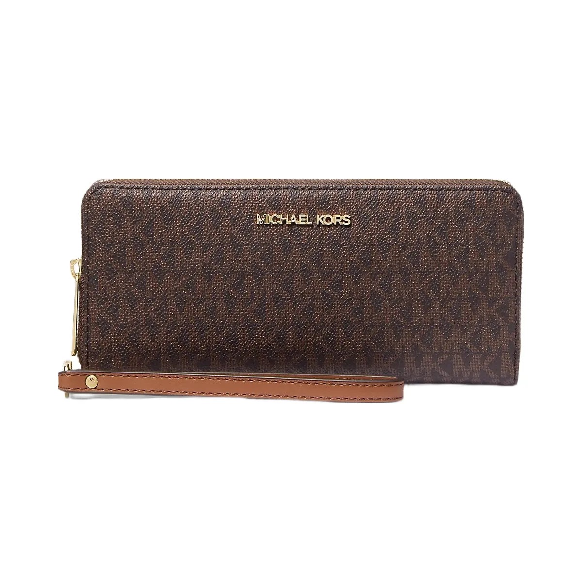 Michael Kors Jet Set Travel Large Logo Continental Wristlet Brown - HypeFly India View 1