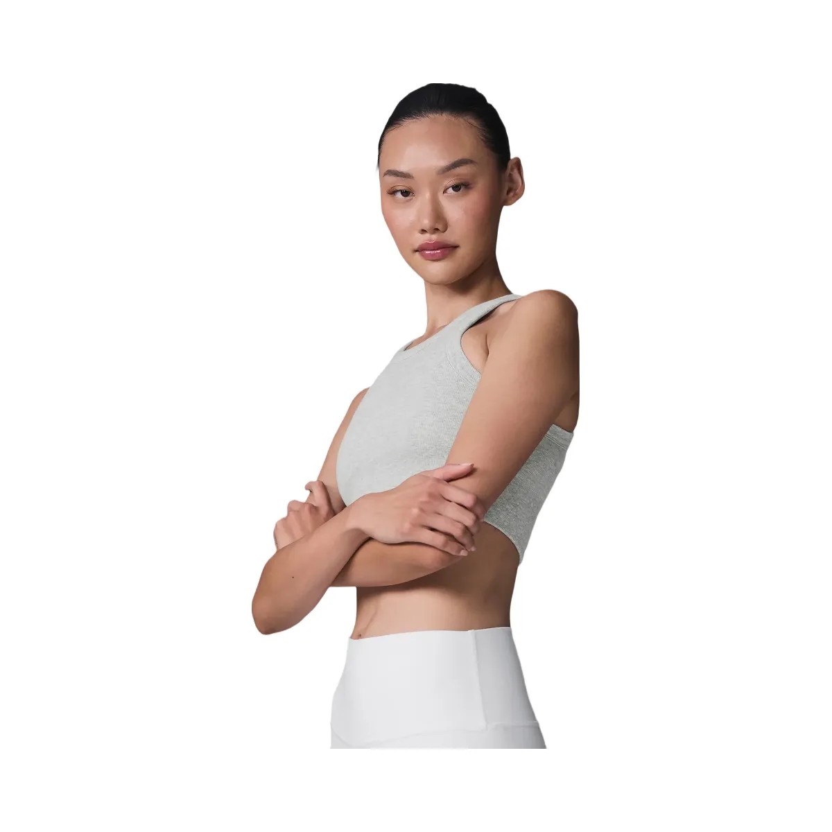 Alo Women's Seamless Delight High Neck Bra - Athletic Heather Grey - HypeFly India View 3