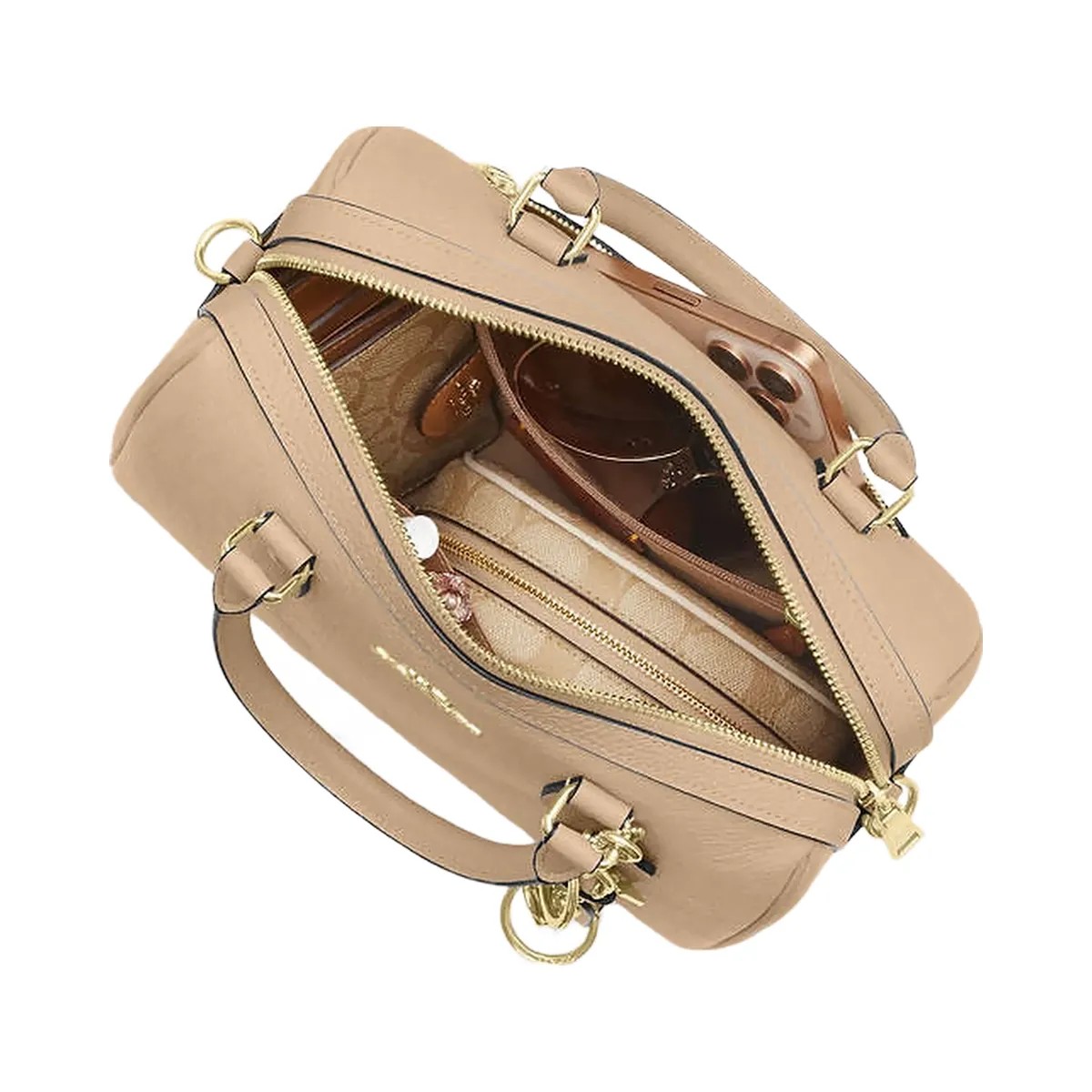 Coach Rowan Satchel Bag In Signature Leather Pebbled Leather-Im-Oat - HypeFly India View 4