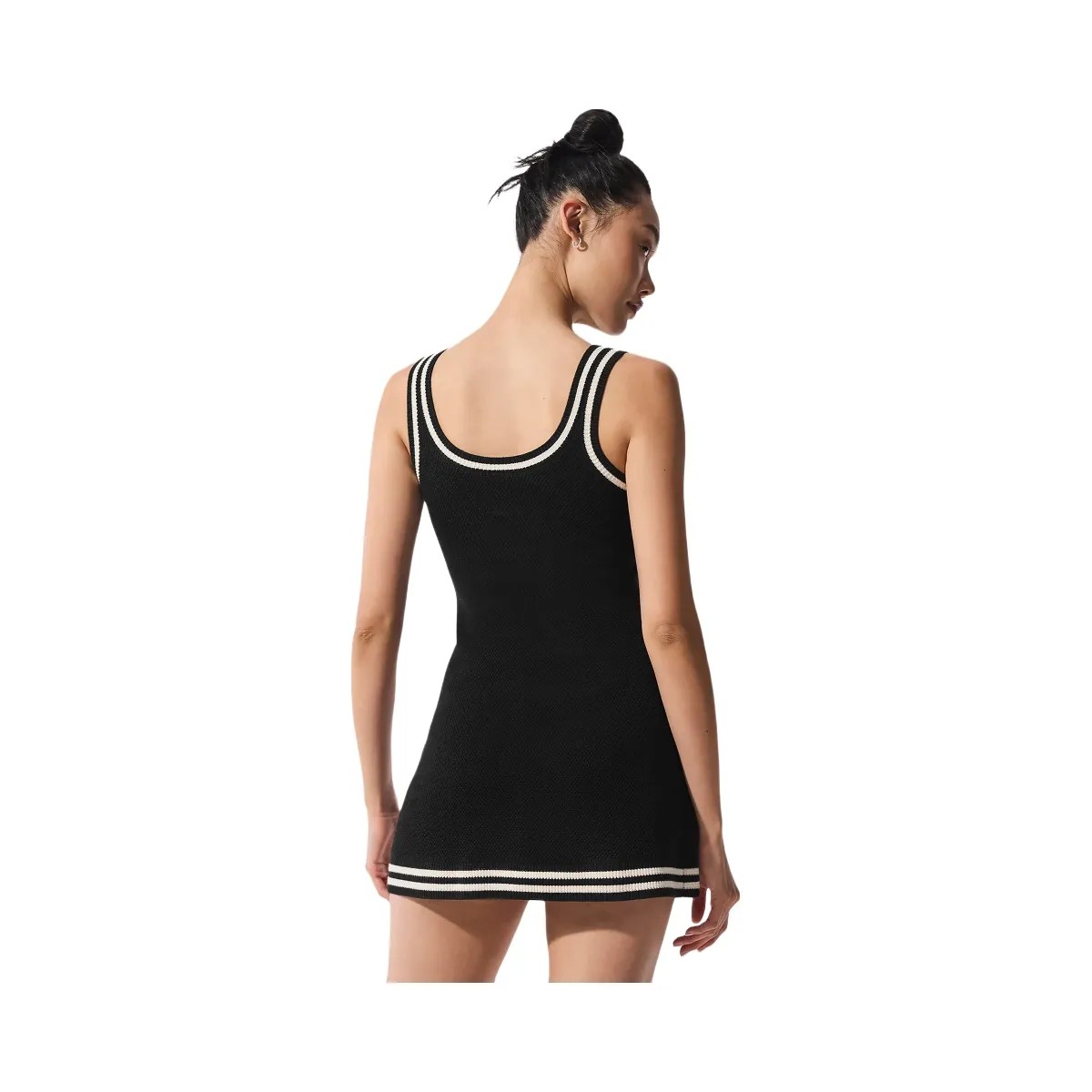 Alo Women's Tennis Club Sweater Knit Dress - Black/Ivory - HypeFly India View 3