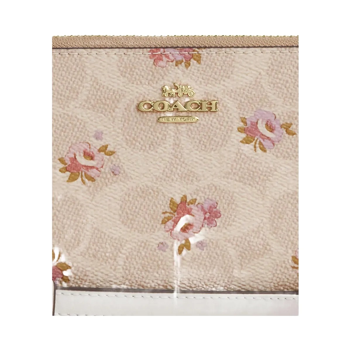 Coach Long Zip Around Wallet In Signature Canvas With Floral Print Gold-Sand Multi - HypeFly India View 2