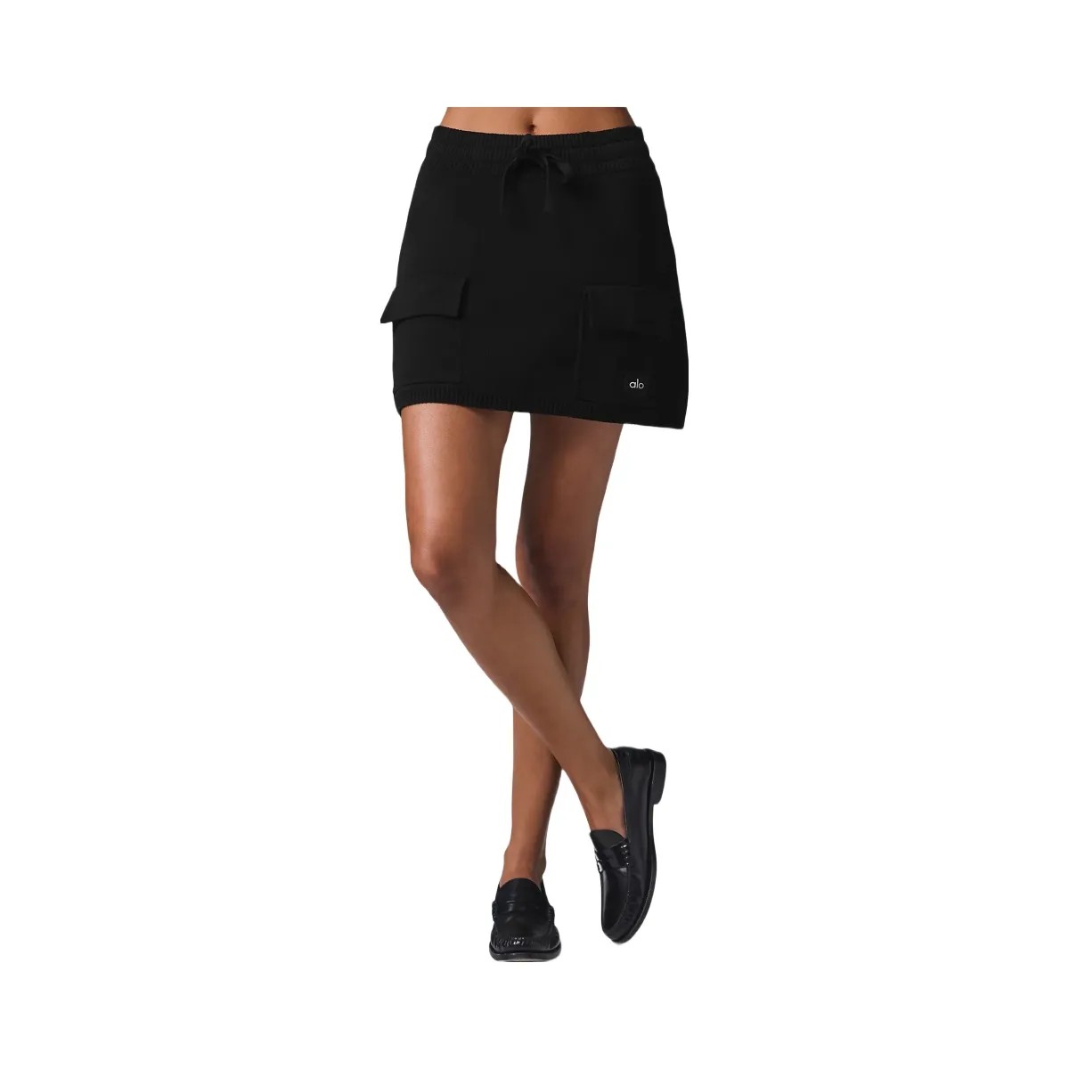 Alo Women's Scholar Knit Cargo Skirt - Black - HypeFly India View 1