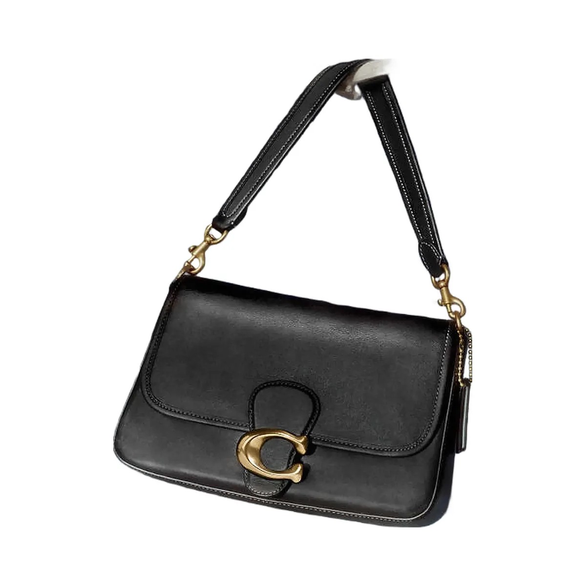 Coach Soft Tabby Shoulder Bag Smooth Leather-Brass-Black - HypeFly India View 5
