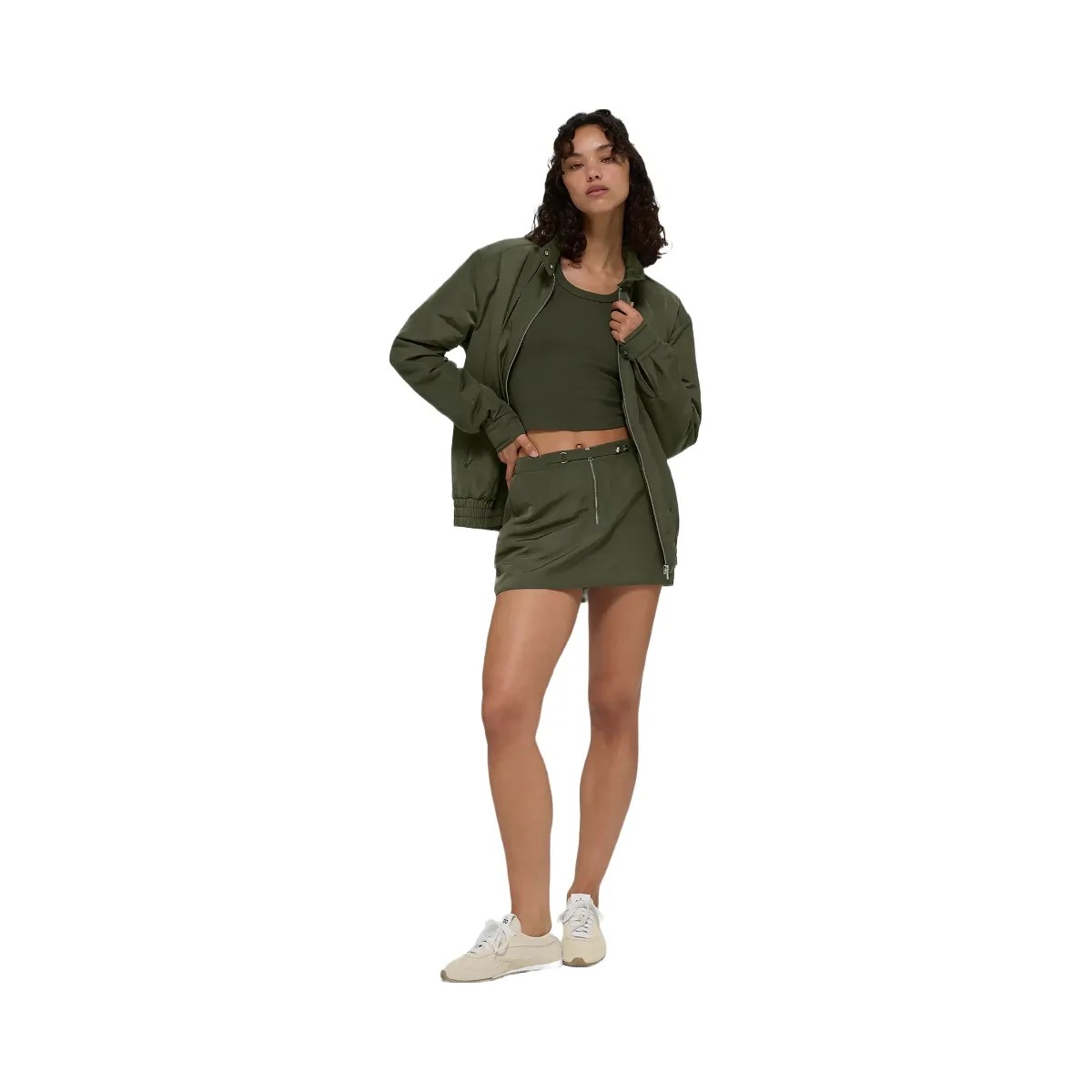 Alo Women's Work It Mini Skirt - Green Olive - HypeFly India View 1