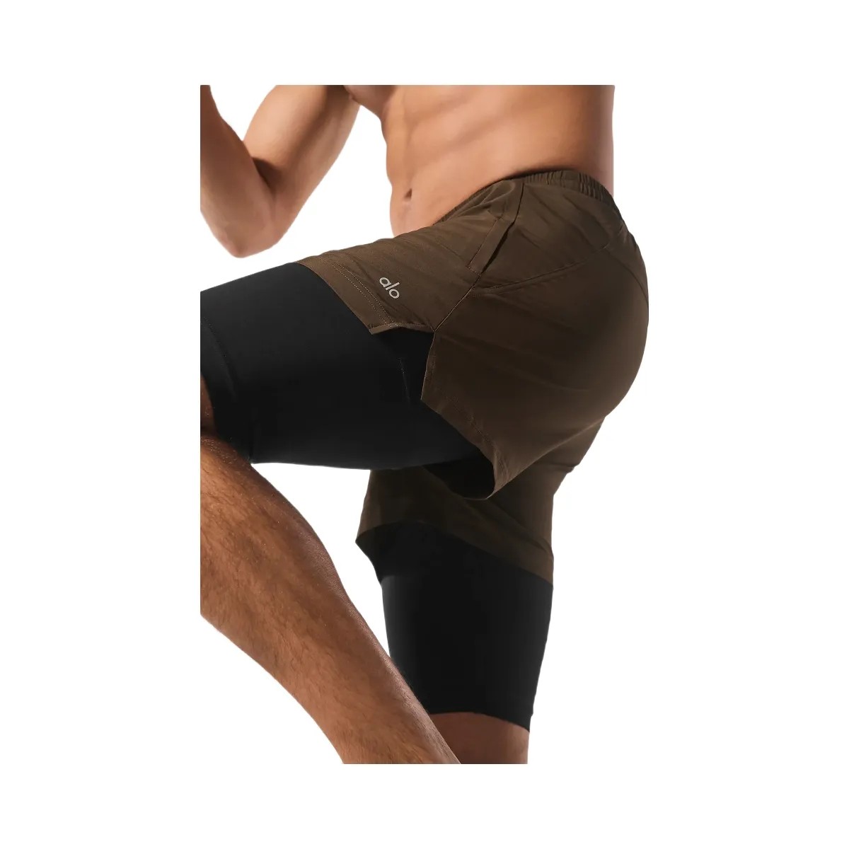Alo Men's 5" Revival 2-in-1 Short - Espresso/Black - HypeFly India View 2