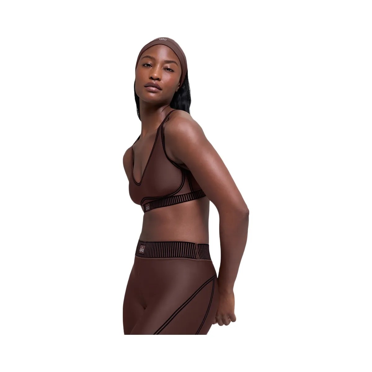 Alo Women's Airlift Line Up Bra - Brownstone - HypeFly India View 3