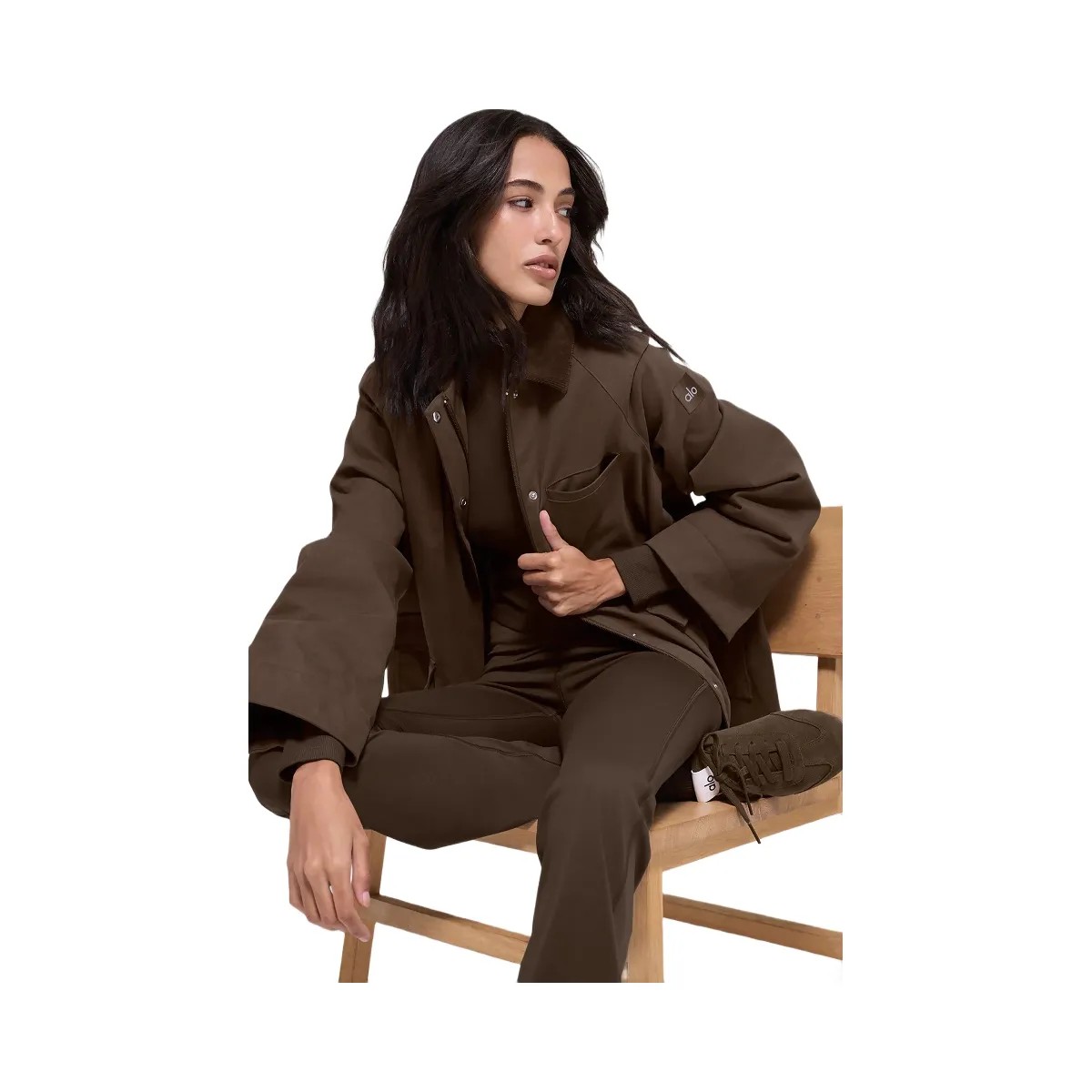 Alo Women's Twill Barn Jacket - Espresso - HypeFly India View 3