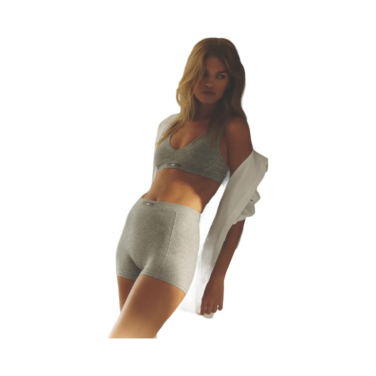 Alo Women's soft Sincere Micro Short - Athletic Heather Grey - HypeFly India View 5