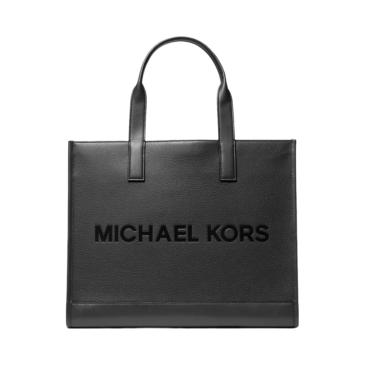 Michael Kors Cooper Logo Embossed Pebbled Leather Tote Bag Black - HypeFly India View 1