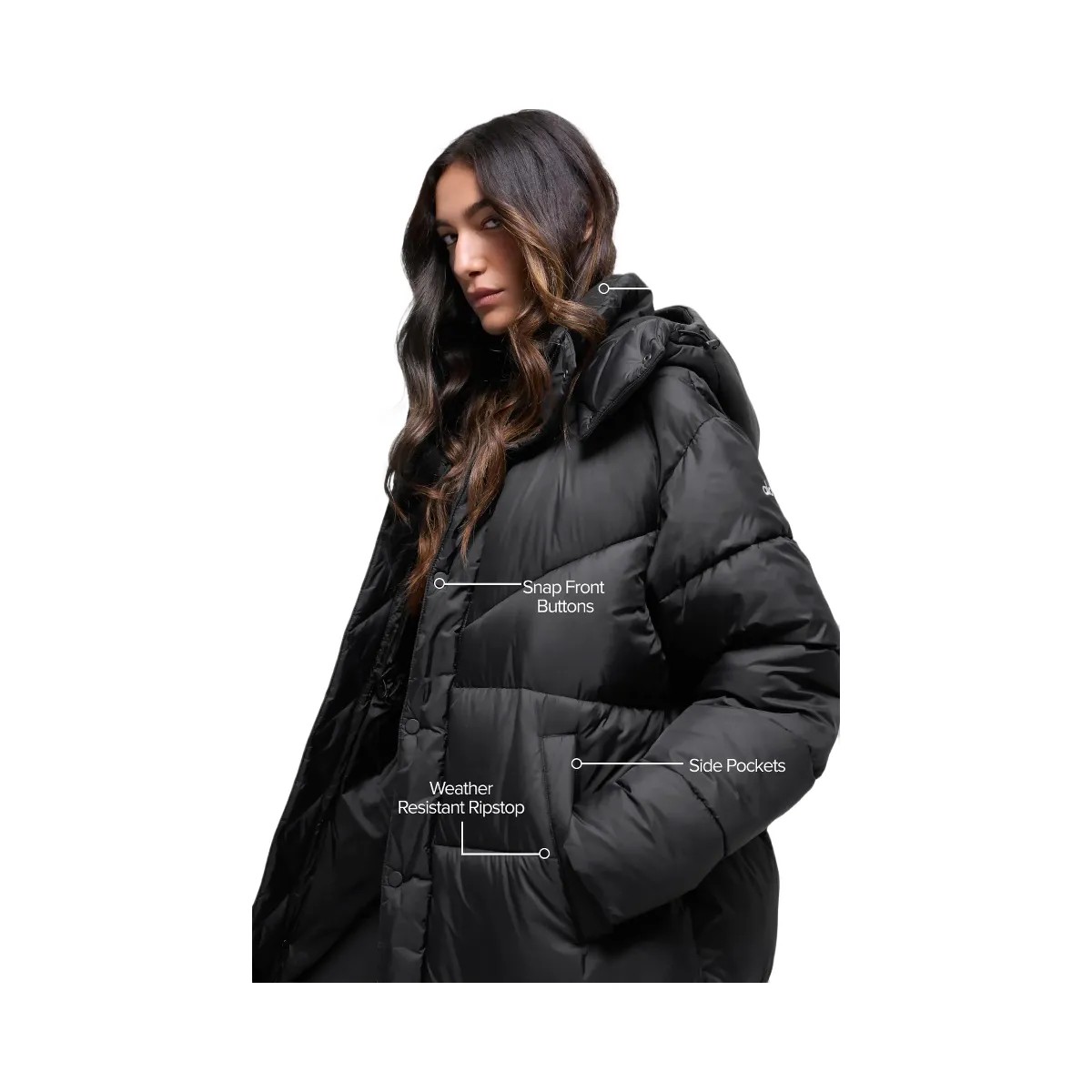 Alo Women's Gold Rush Puffer Trench - Black - HypeFly India View 2