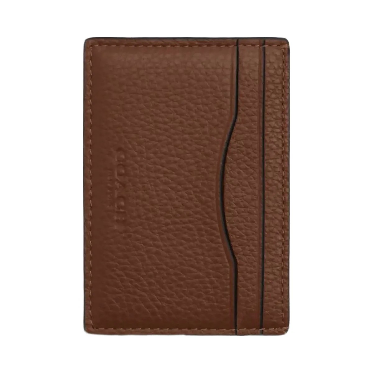 Coach Card Case With Money Clip Pebbled Leather-Gunmetal-Saddle - HypeFly India View 2