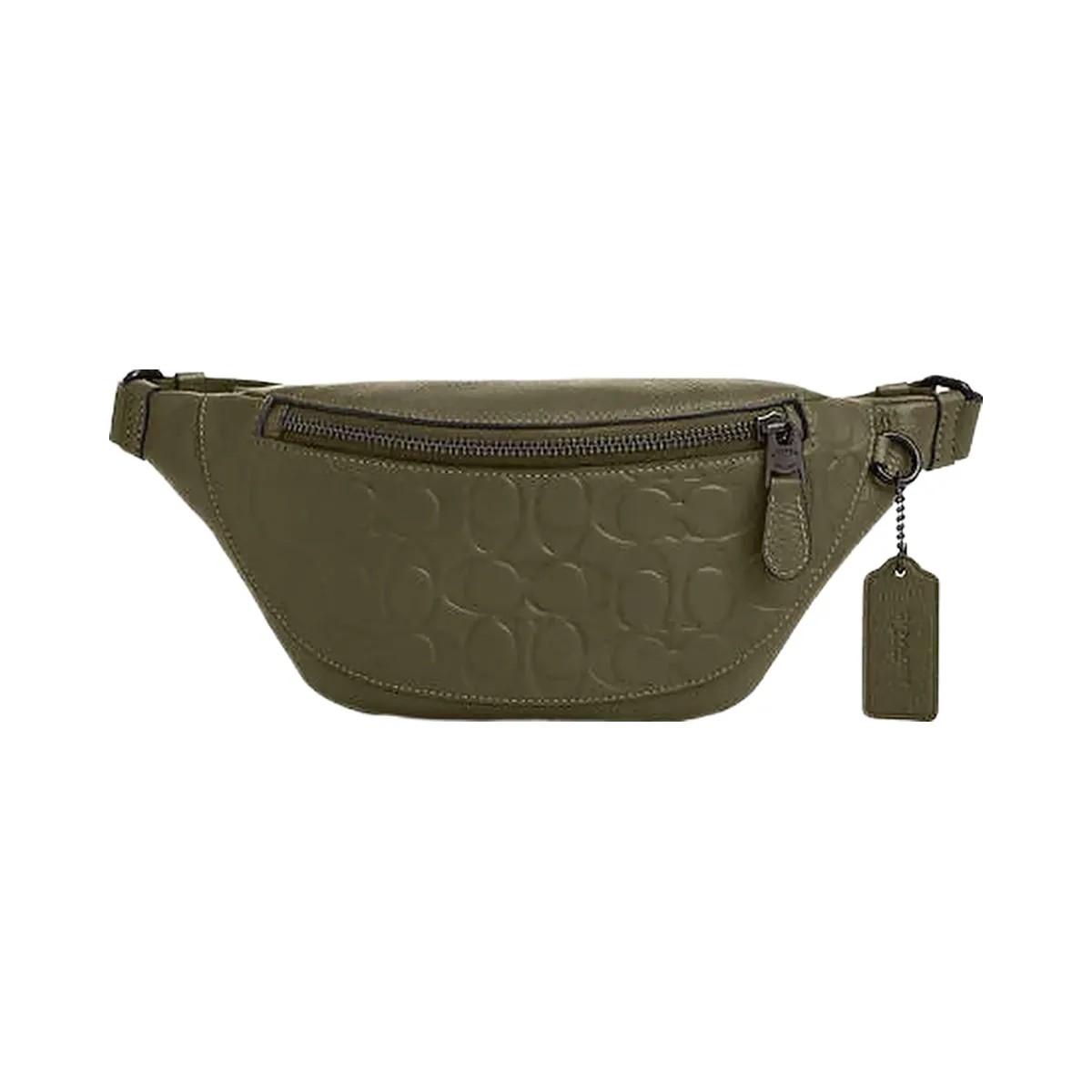 Coach Warren Mini Belt Bag In Signature Leather Black Copper-Olive Drab - HypeFly India View 5