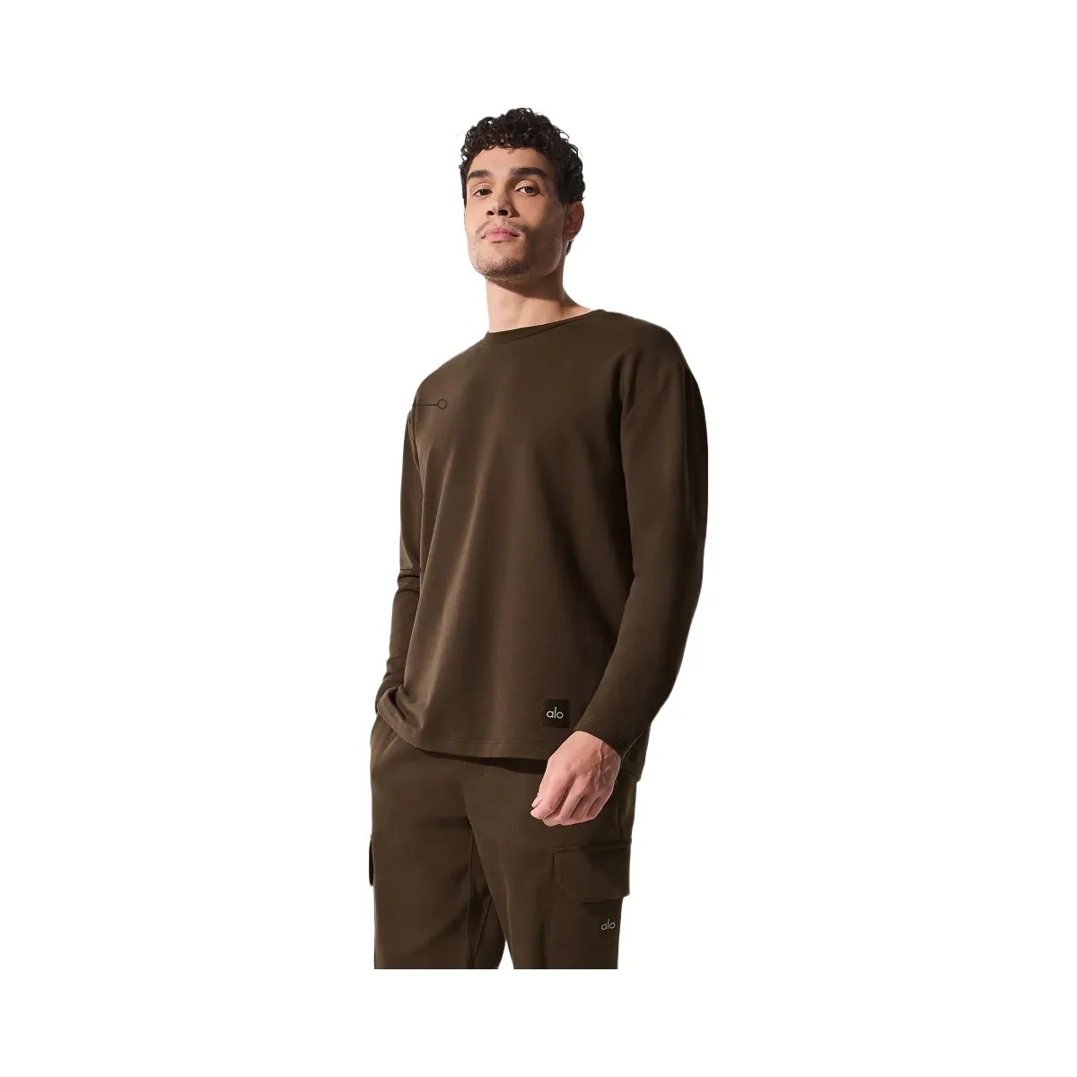 Alo Men's Double Take Long Sleeve Crew - Espresso - HypeFly India View 1