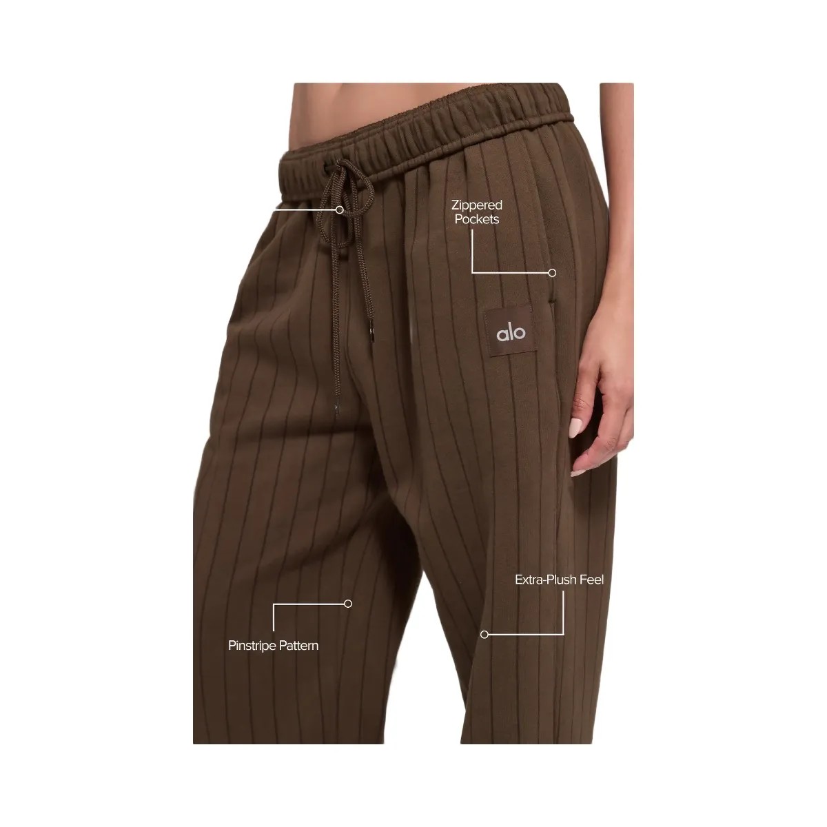 Alo Pinstripe Straight Leg Sweatpant - Espresso Pinstripe - HypeFly India View 2