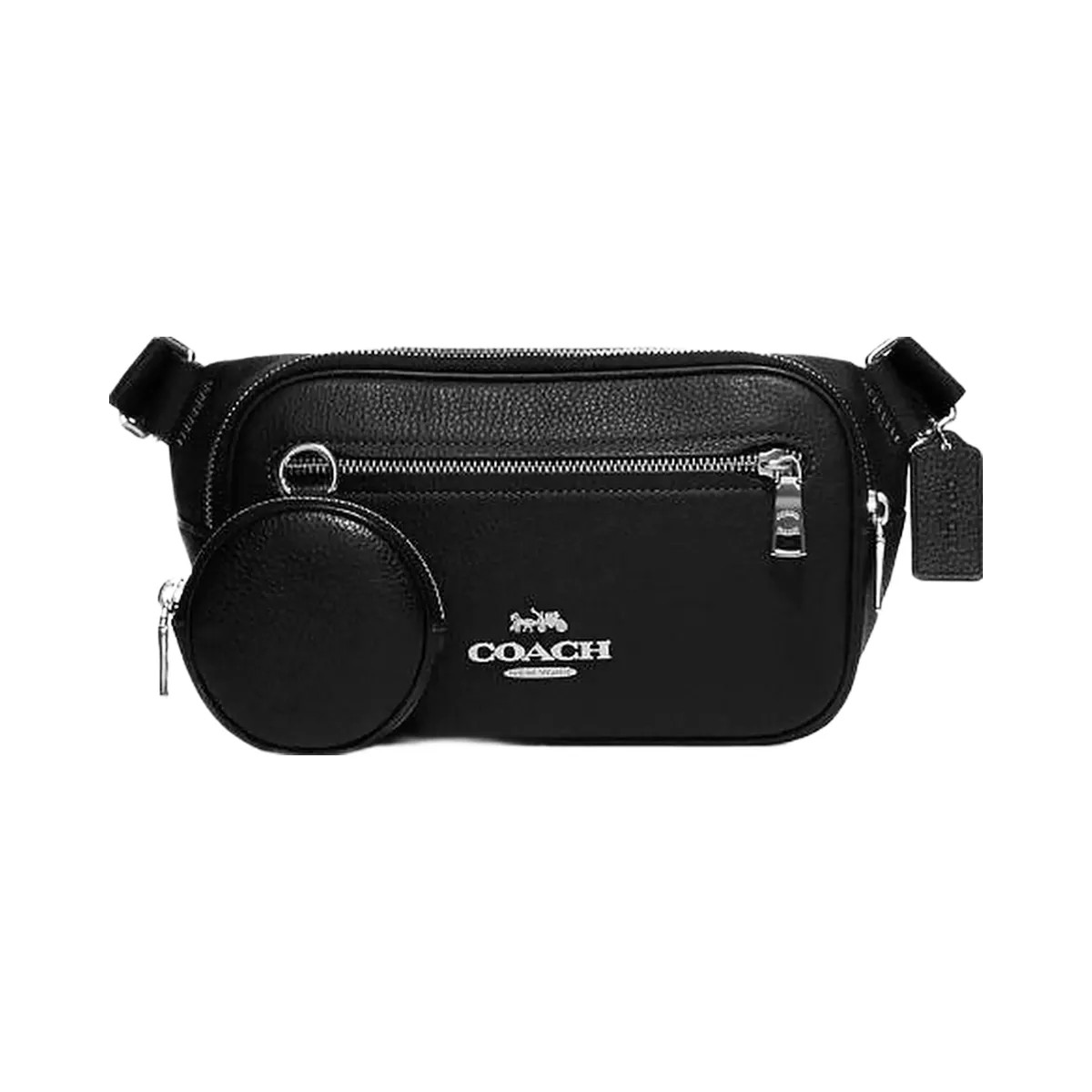 Coach Elias Belt Bag Pebbled Leather-Silver-Black - HypeFly India View 1