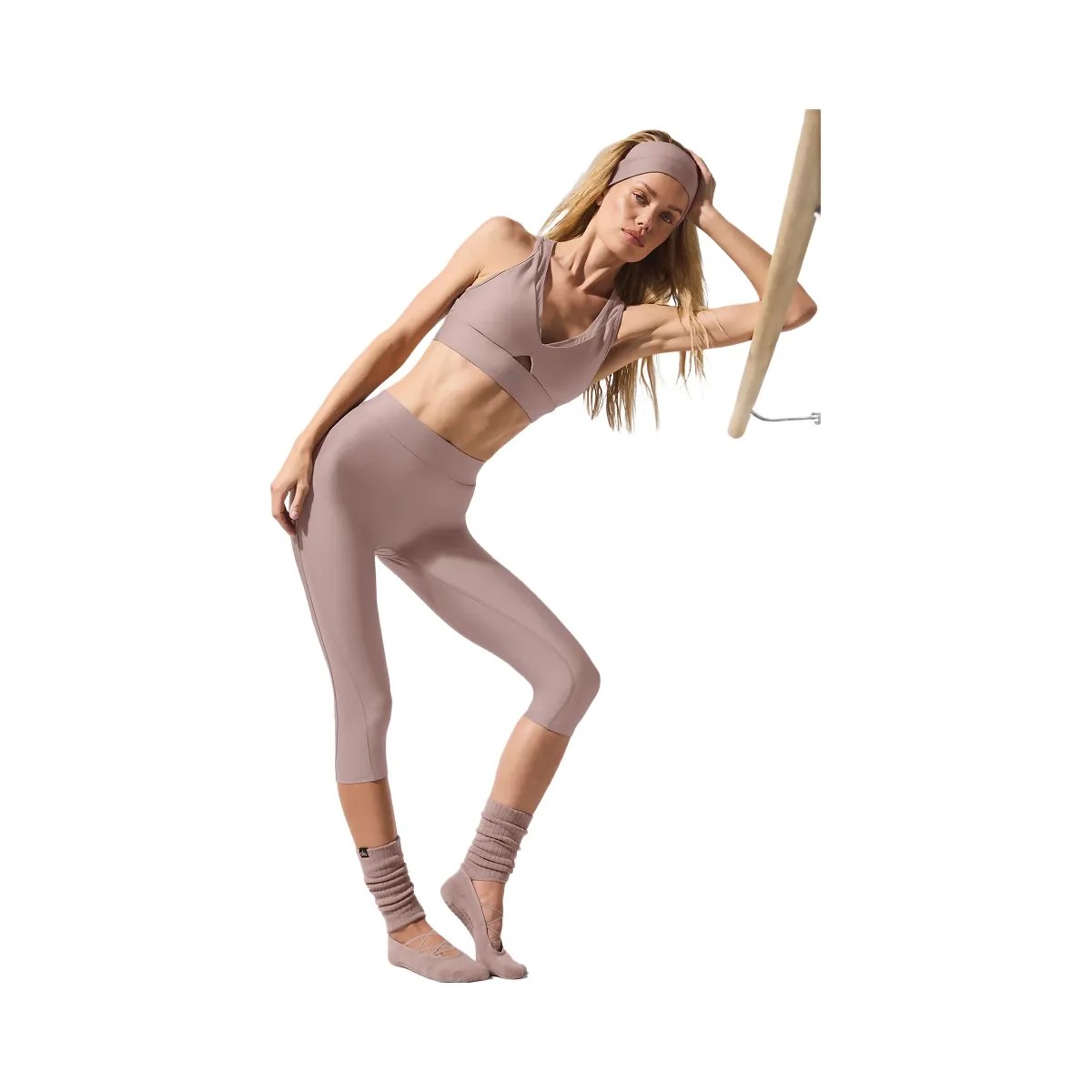 Alo Women's Airlift Mesh Just Right Bra - Taupe - HypeFly India View 4