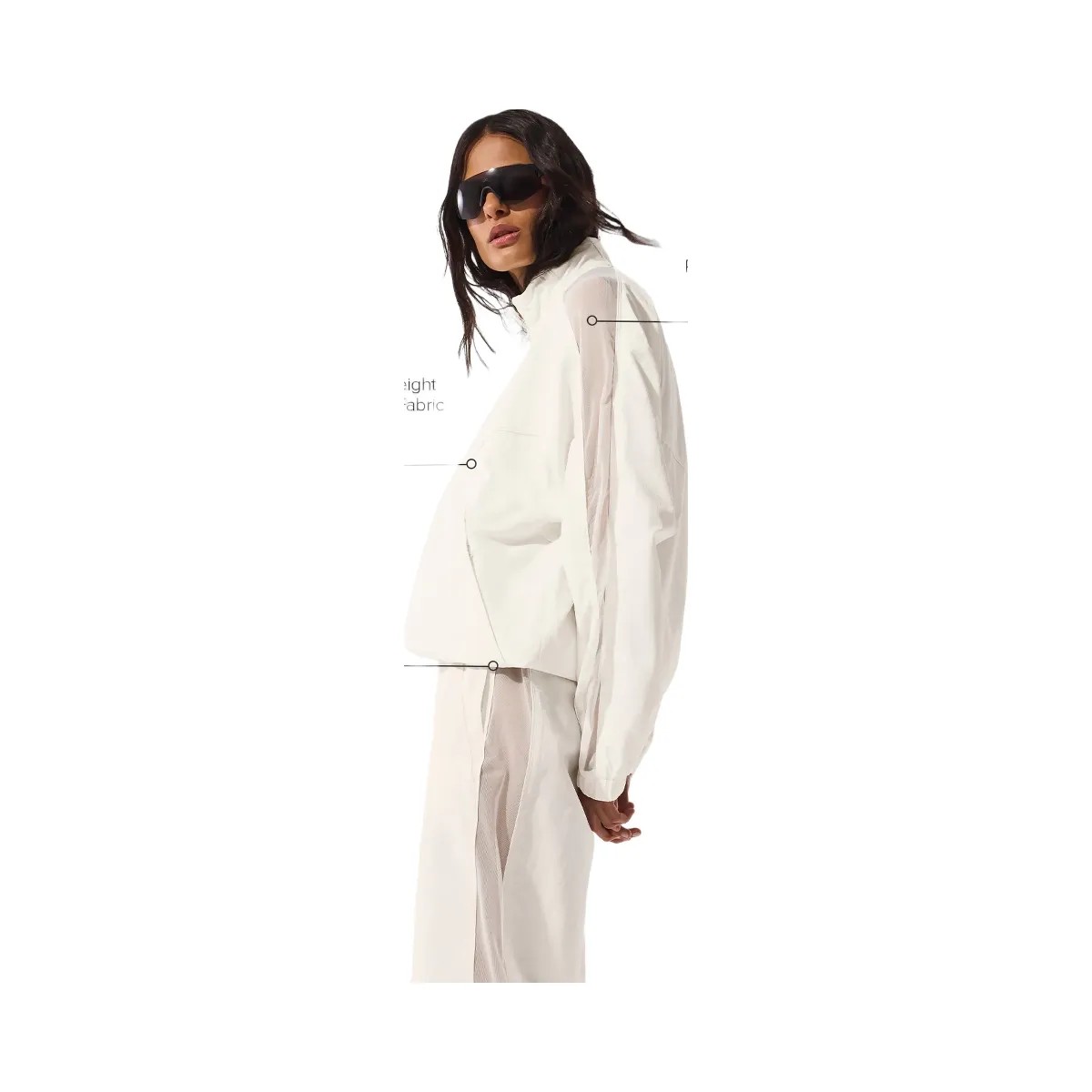 Alo Women's Origin Full-Zip Track Jacket - Ivory - HypeFly India View 3