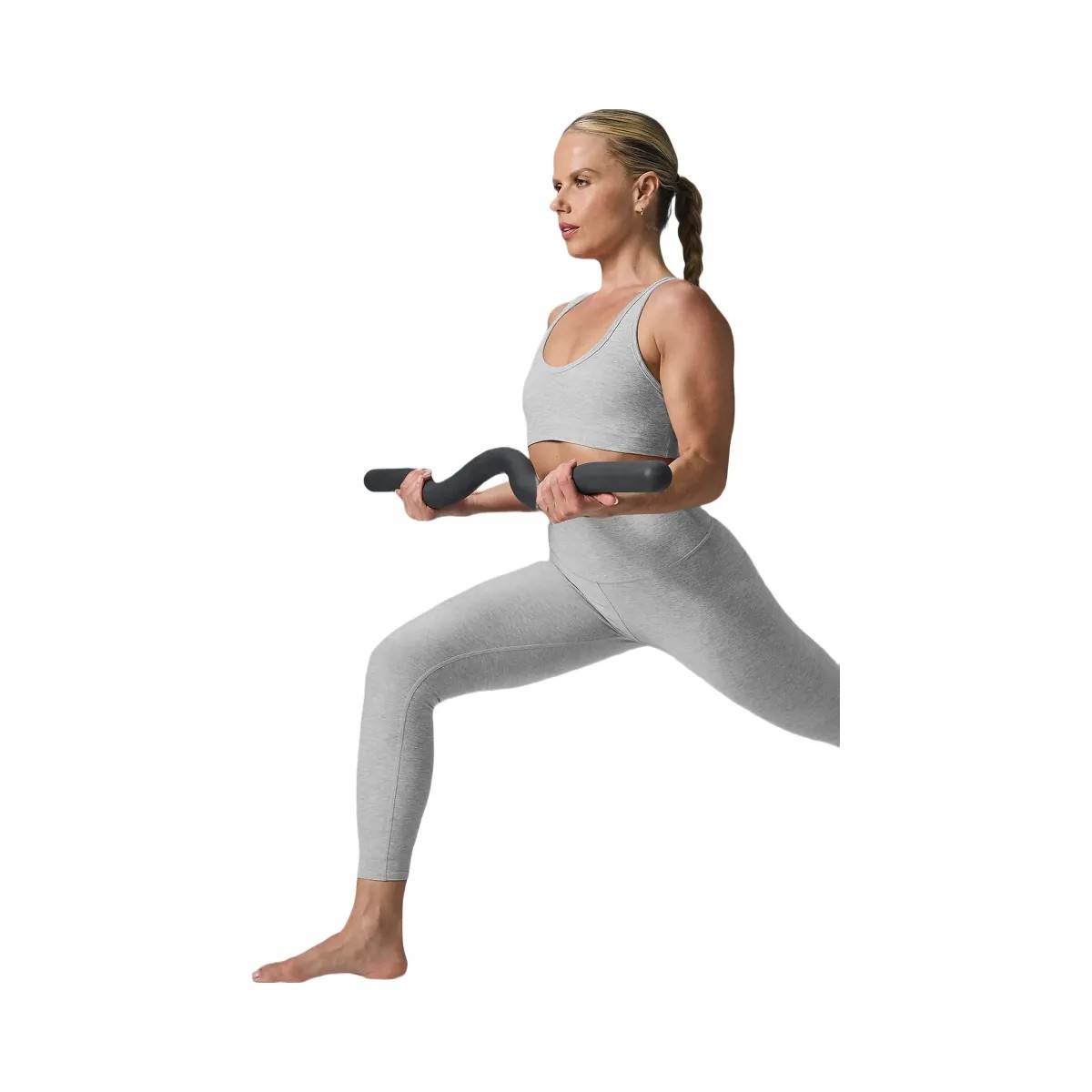 Alo Women's Alosoft Center Stage Bra - Athletic Heather Grey - HypeFly India View 3