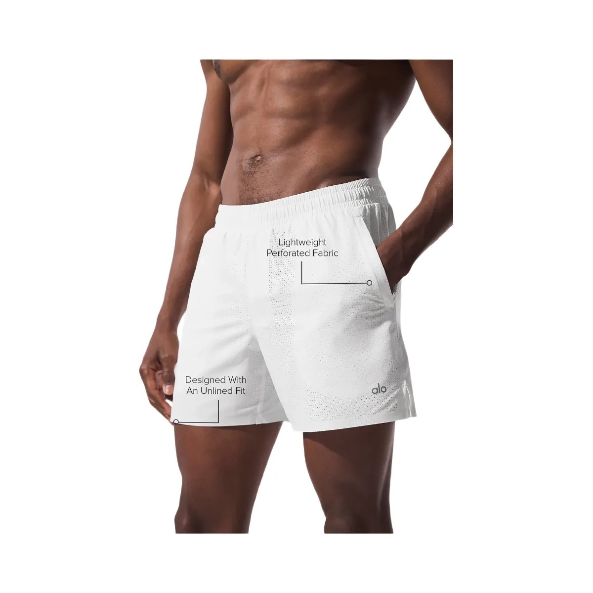 Alo Men's 5" Traction Running Short - White - HypeFly India View 2