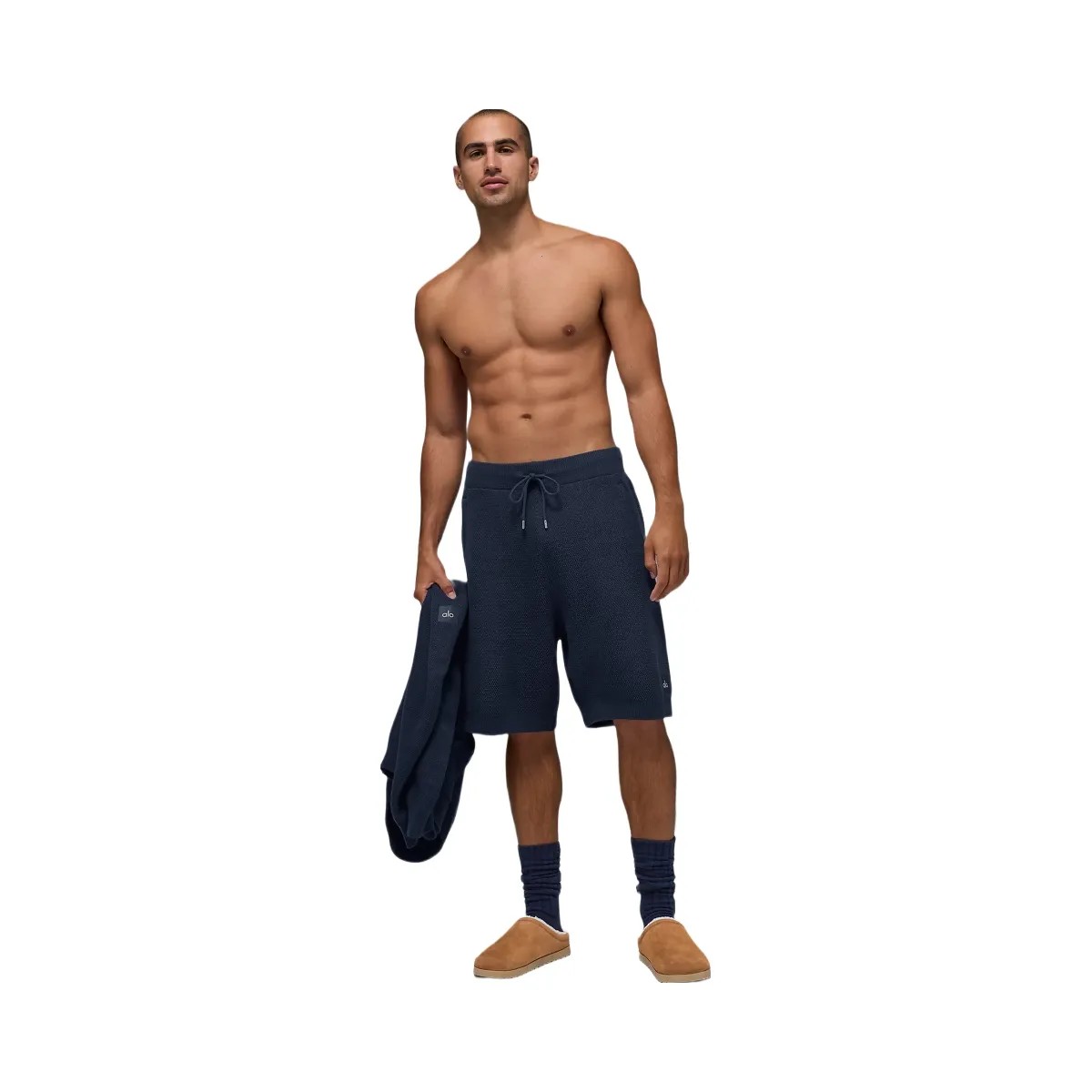 Alo Men's 7" Sports Club Sweater Knit Short - Navy - HypeFly India View 1