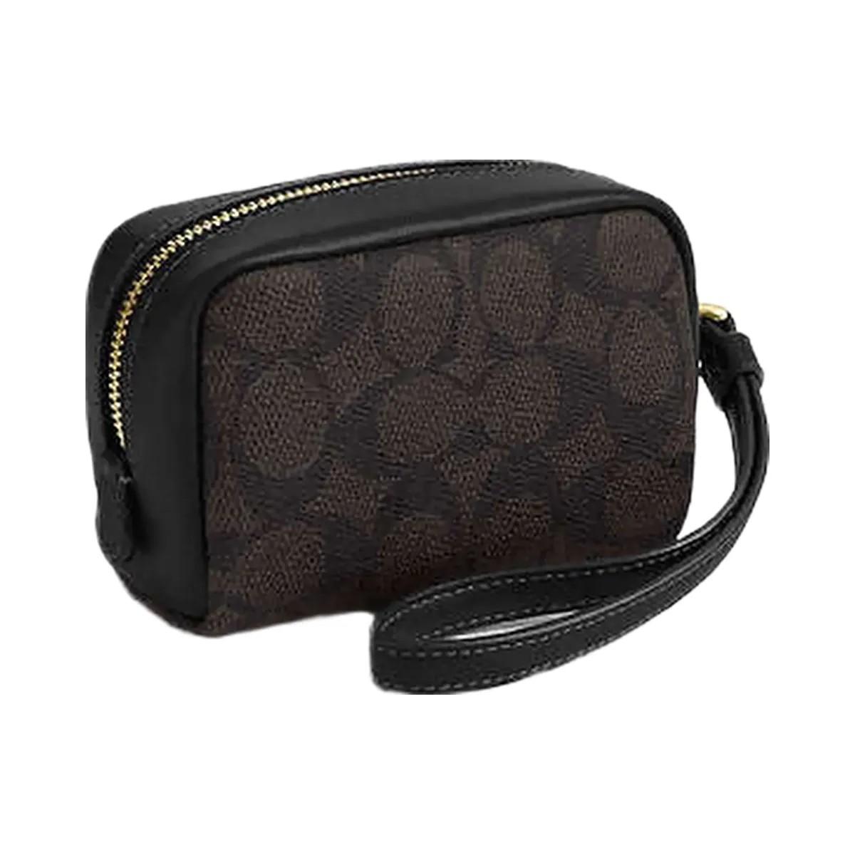 Coach Pouch Wristlet In Signature Canvas Signature Canvas-Gold-Walnut-Black - HypeFly India View 2