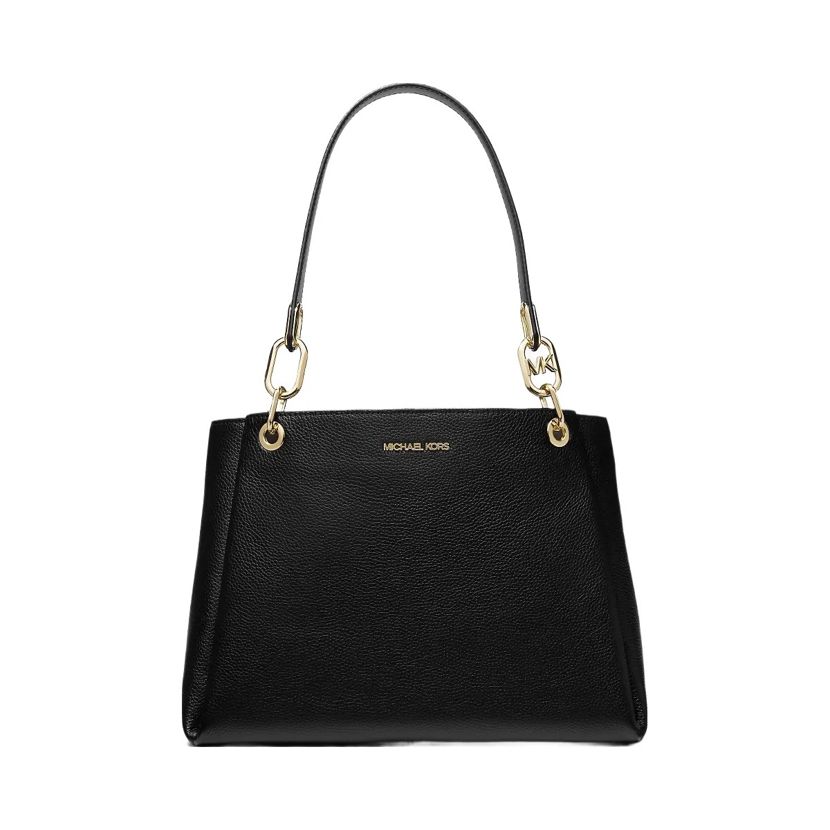 Michael Kors Trisha Large Pebbled Leather Shoulder Bag Black - HypeFly India View 1